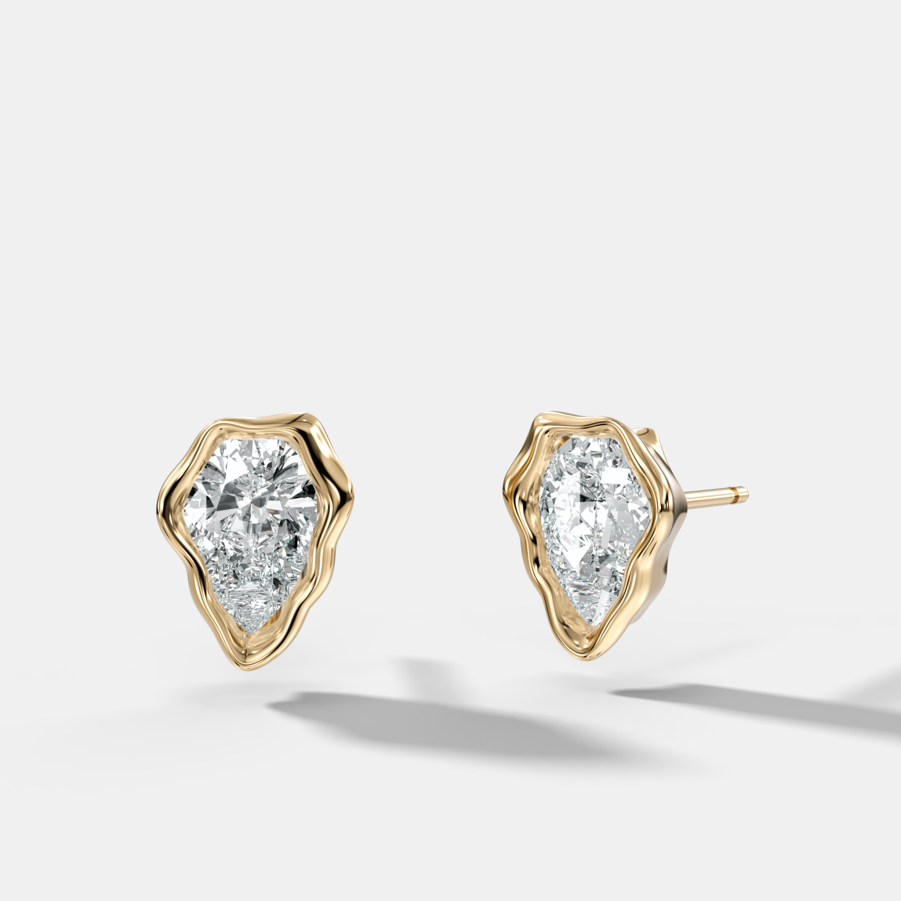 Molten Pear Cut Bezel Studs - GOODSTONE