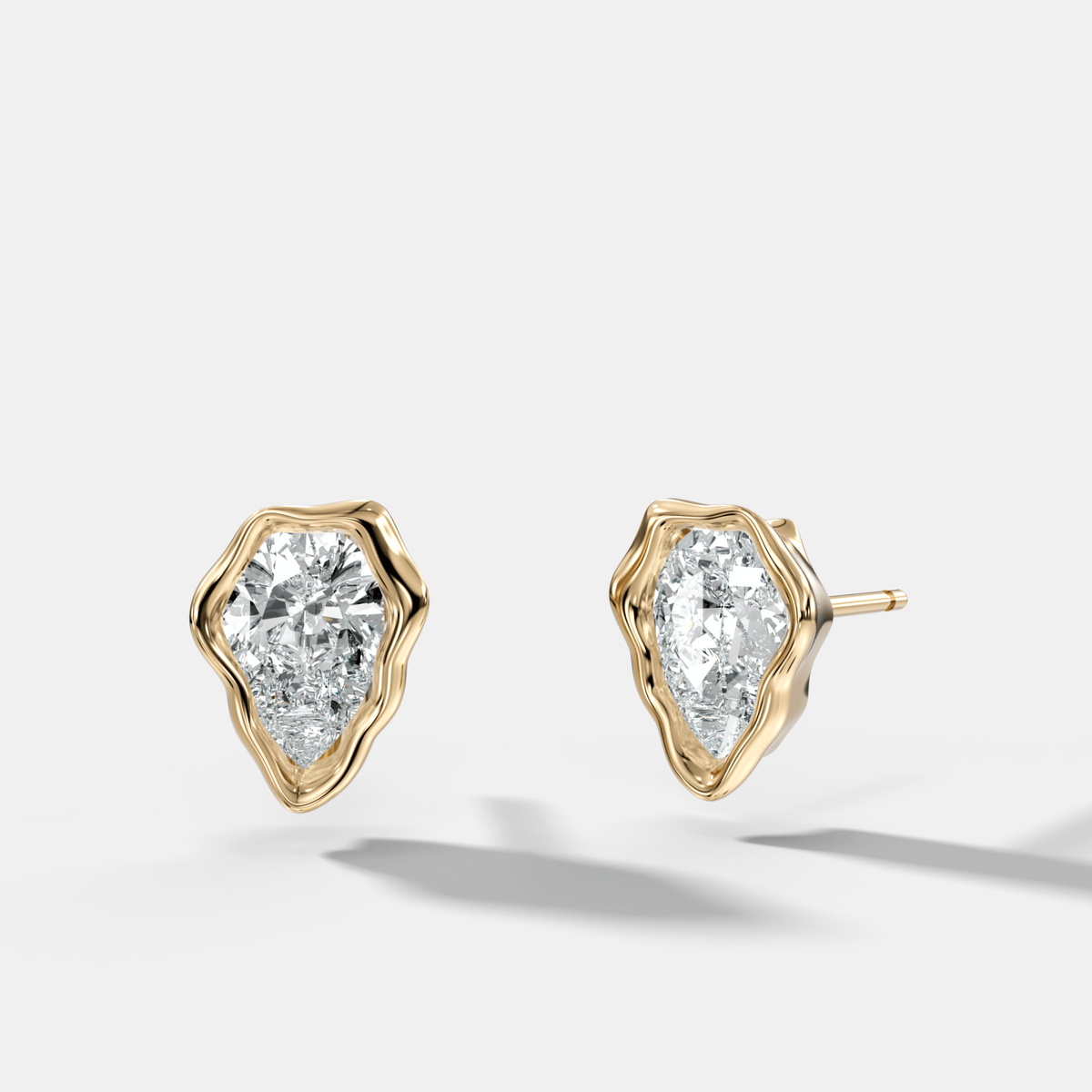 Molten Pear Cut Bezel Studs - GOODSTONE
