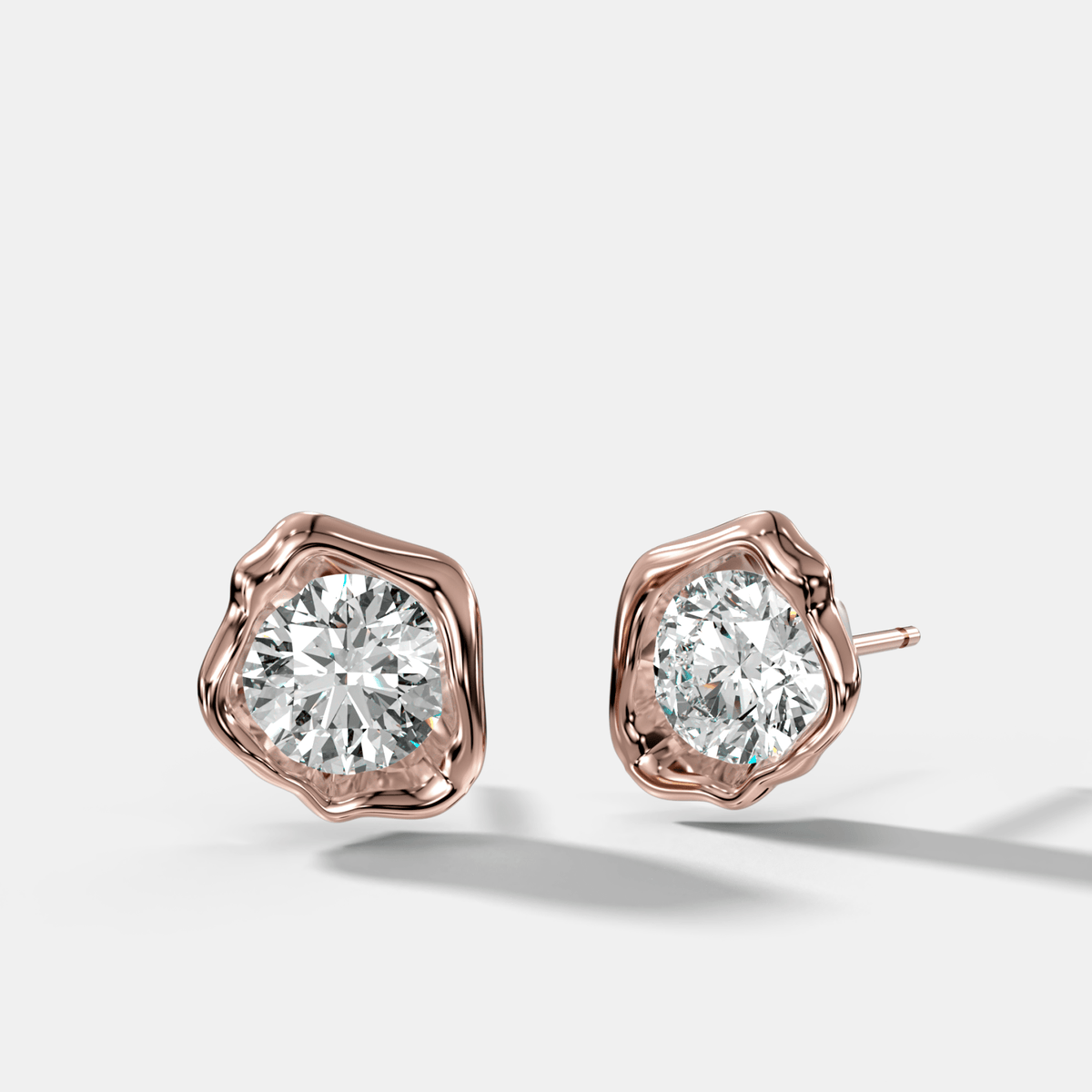 Molten Round Cut Bezel Studs - GOODSTONE