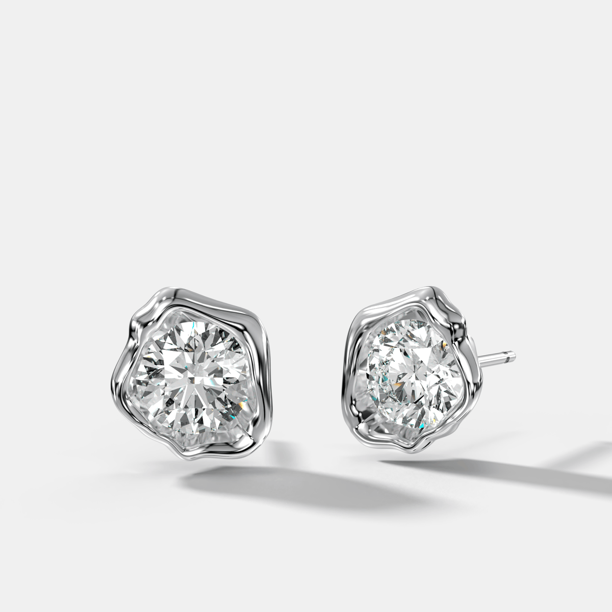 Molten Round Cut Bezel Studs - GOODSTONE