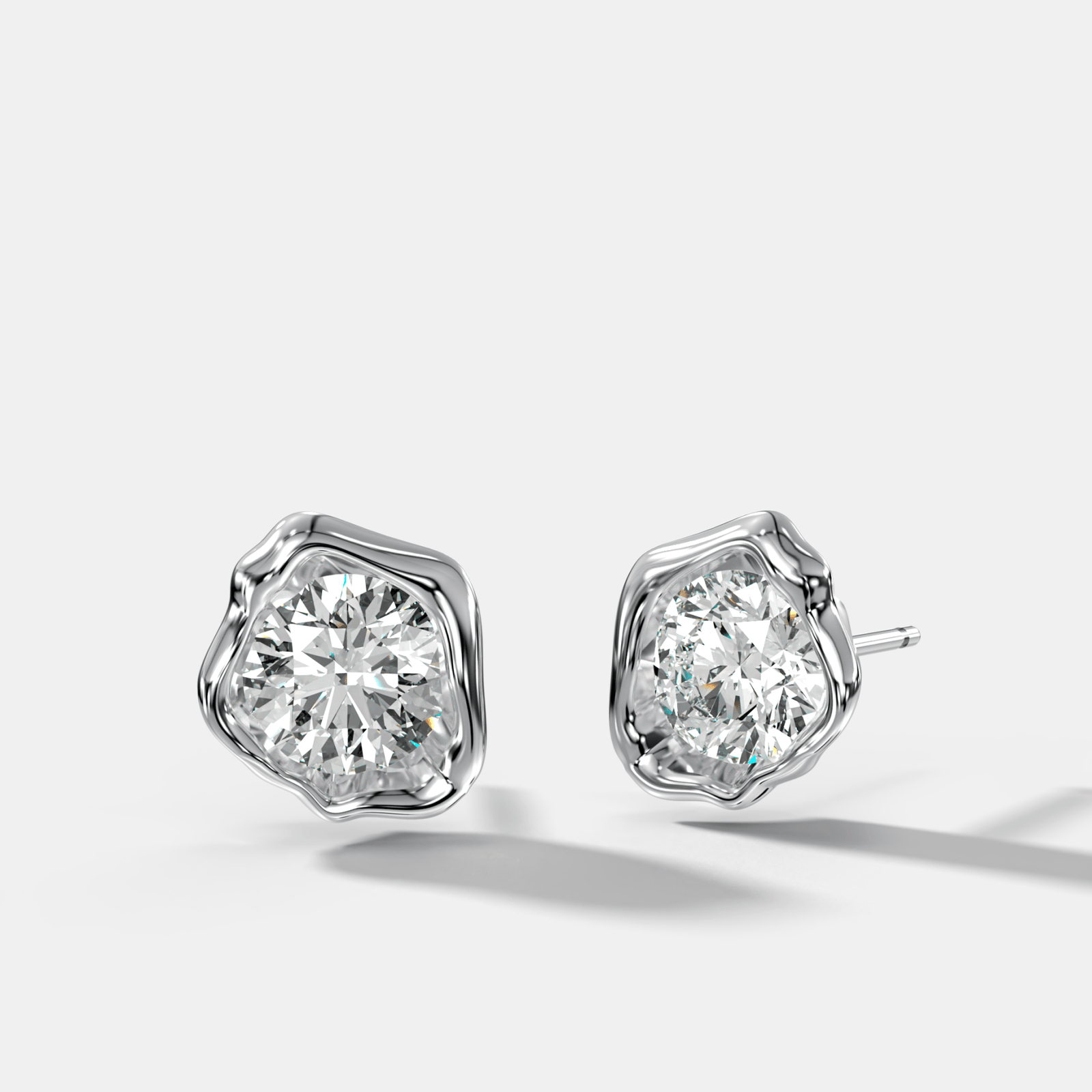 Molten Round Cut Bezel Studs - GOODSTONE