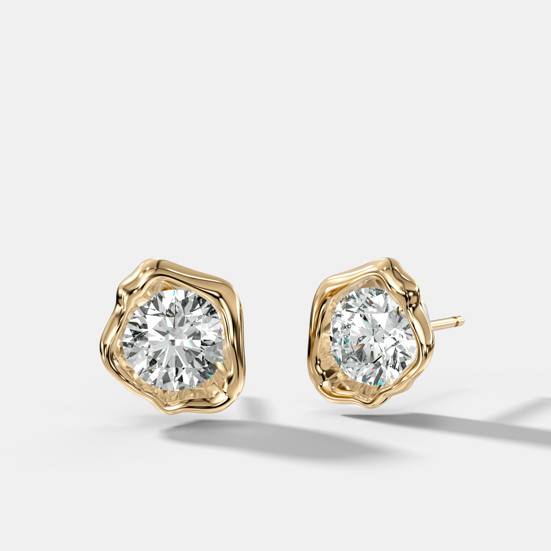 Molten Round Cut Bezel Studs - GOODSTONE