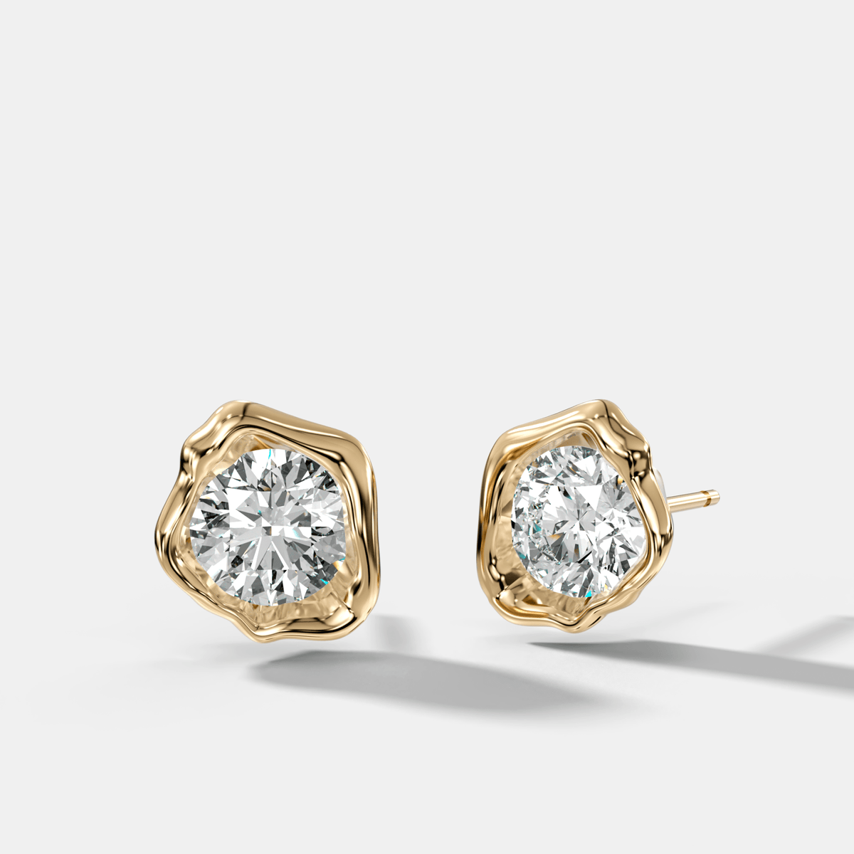 Molten Round Cut Bezel Studs - GOODSTONE