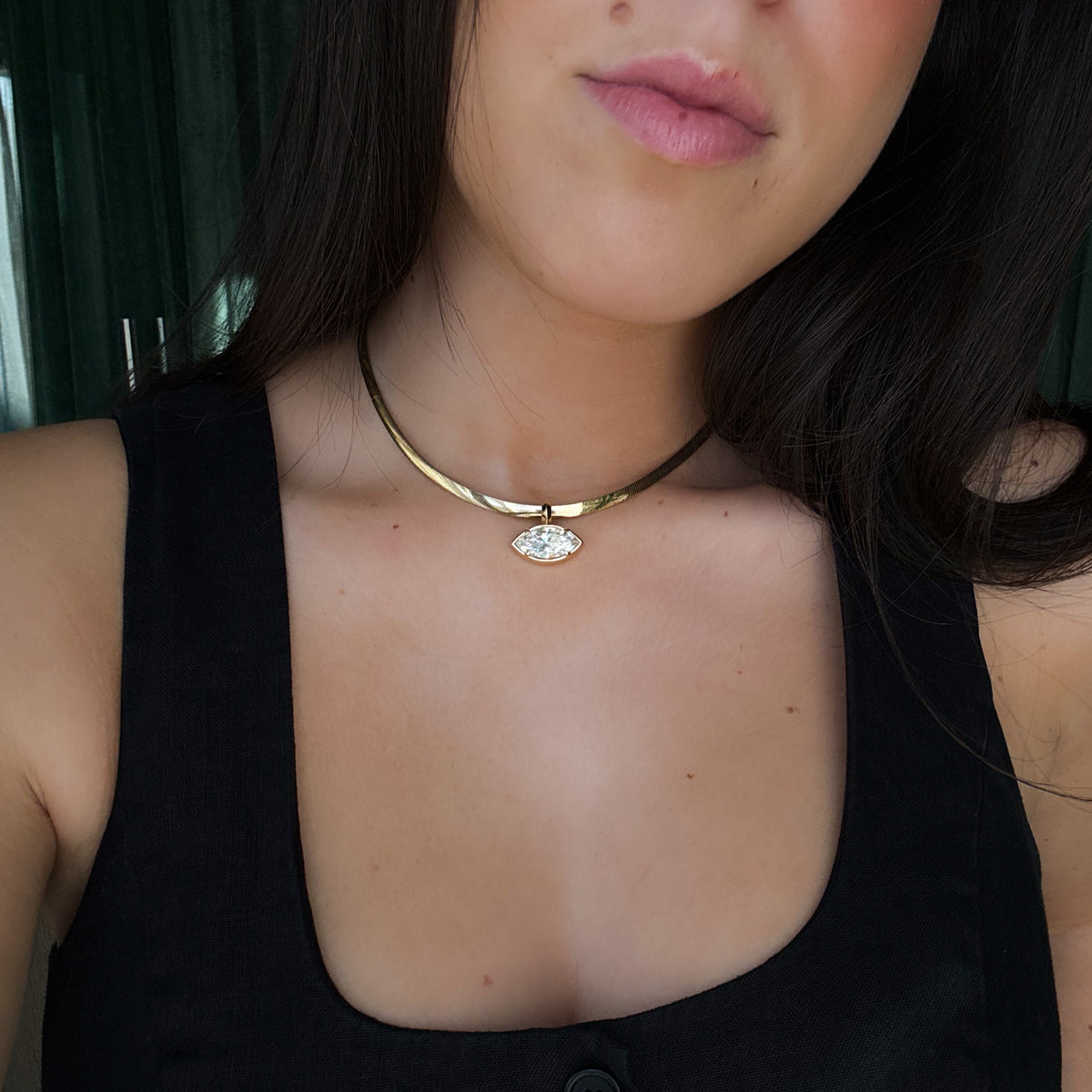 East West Club Marquise Attachable Diamond Pendant