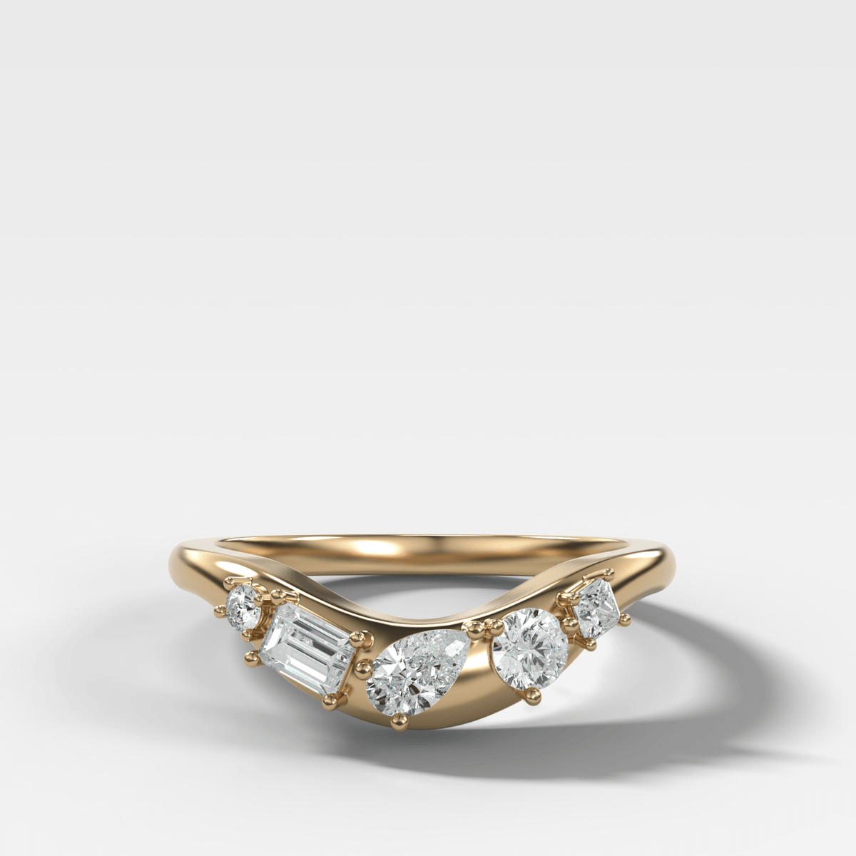 Multi Shape Contoured Wedding Band - GOODSTONE