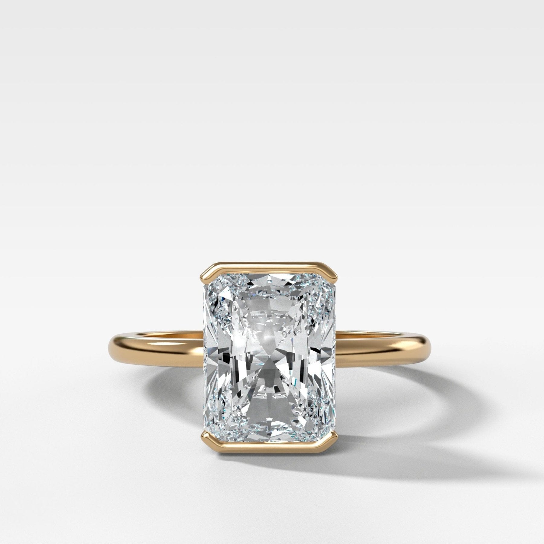 LG 3.09ct Elongated Radiant Half Bezel Ring Ready To Ship | GOODSTONE