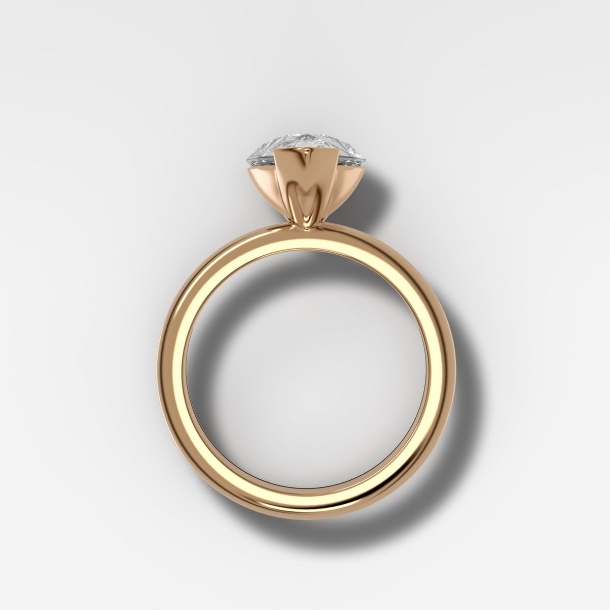 North South Half Bezel Solitaire Engagement Ring With Lab Grown 3.27ct Pear Cut Diamond - GOODSTONE