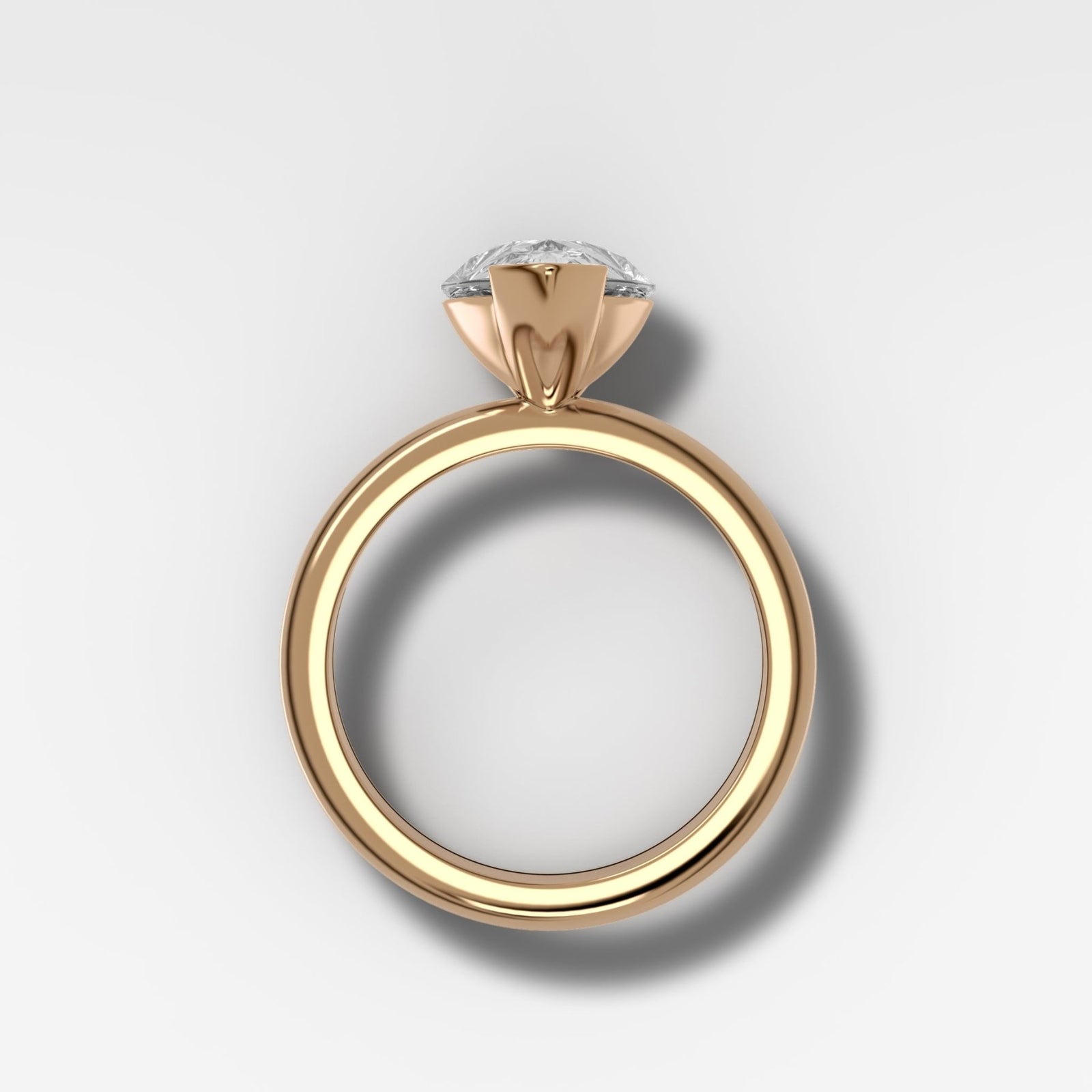 North South Half Bezel Solitaire Engagement Ring With Pear Cut Diamond - GOODSTONE