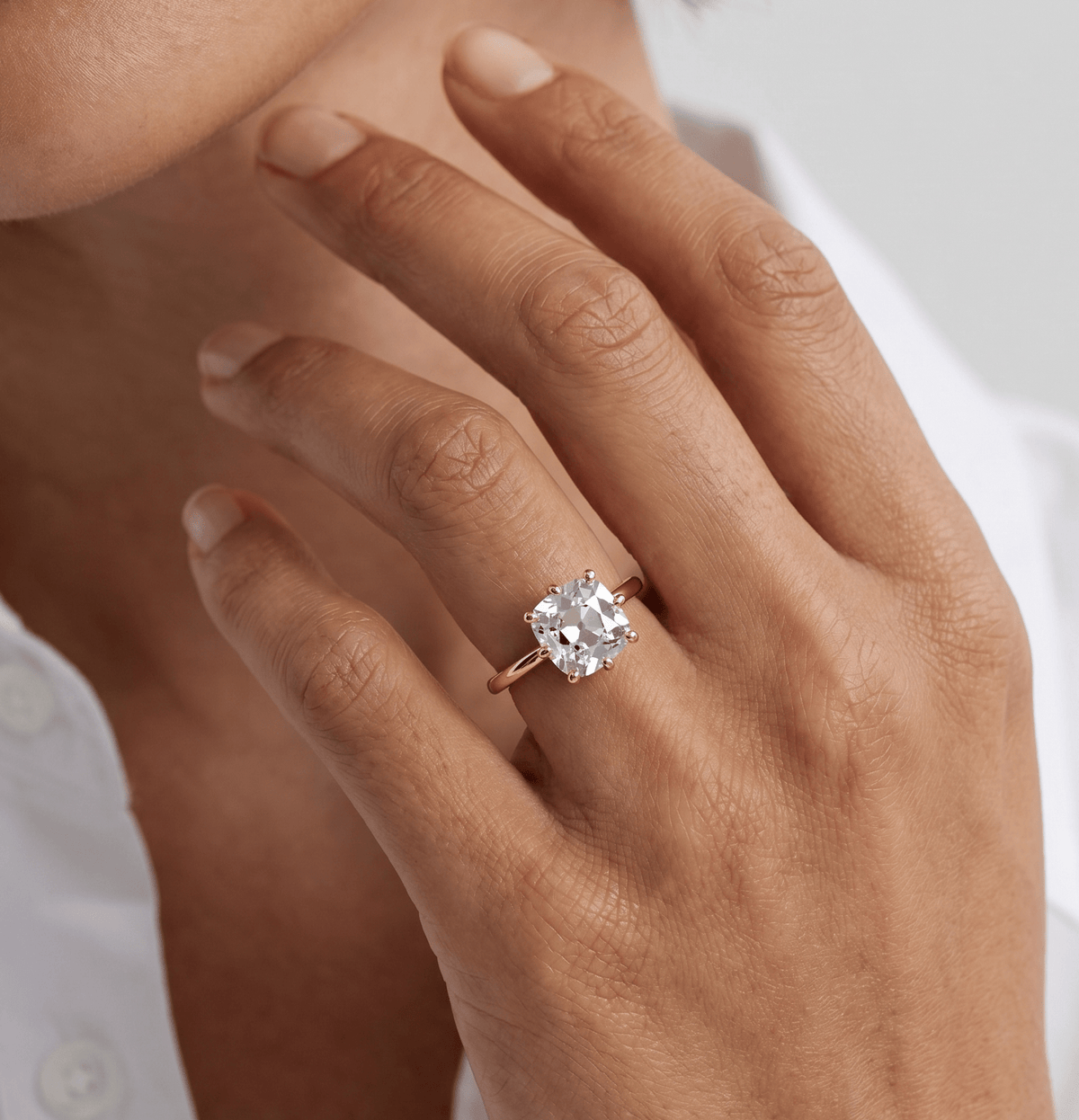 Nova Solitaire Engagement Ring With Old Mine Cut Diamond - GOODSTONE