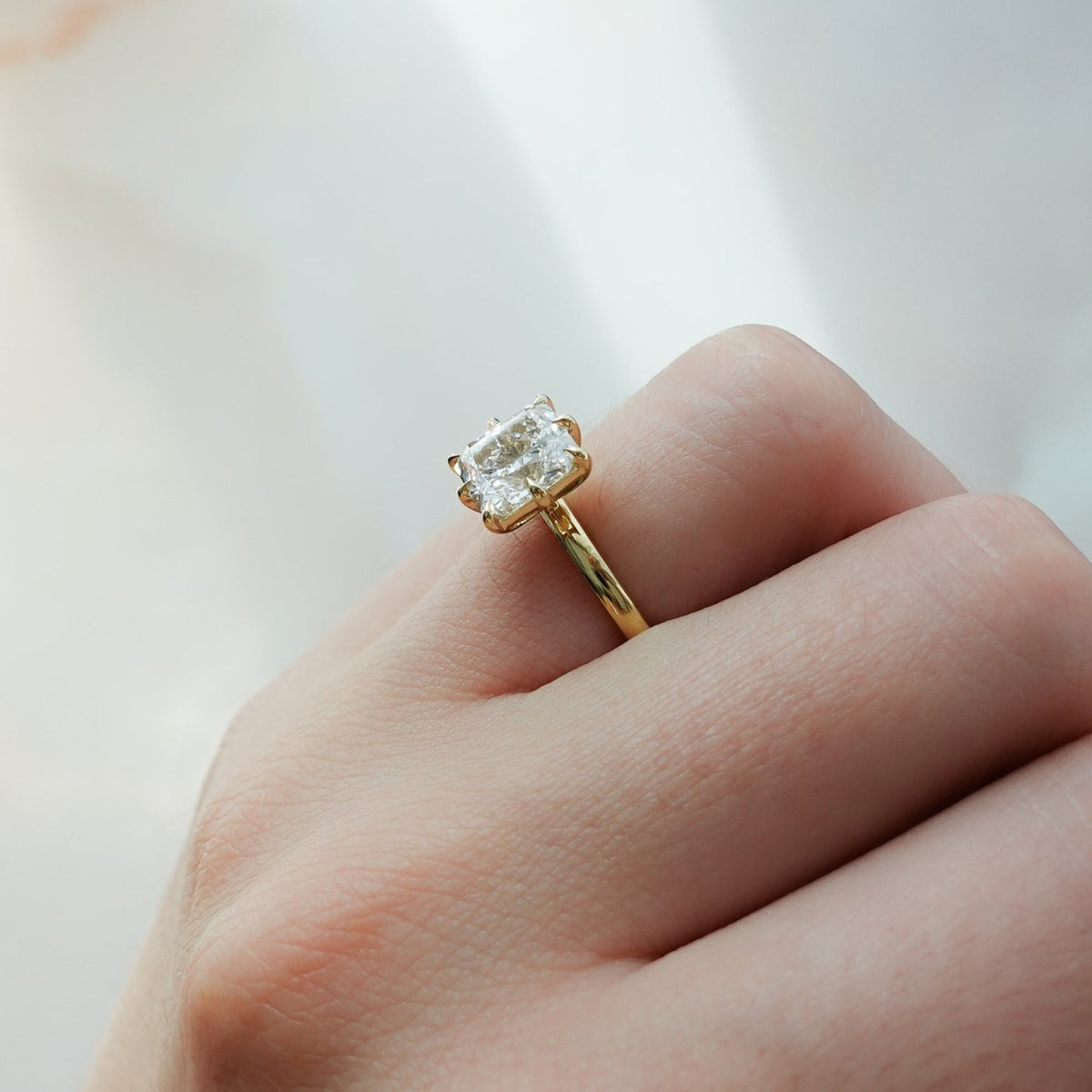 Nova Solitaire Engagement Ring With Radiant Square Cut Diamond - GOODSTONE