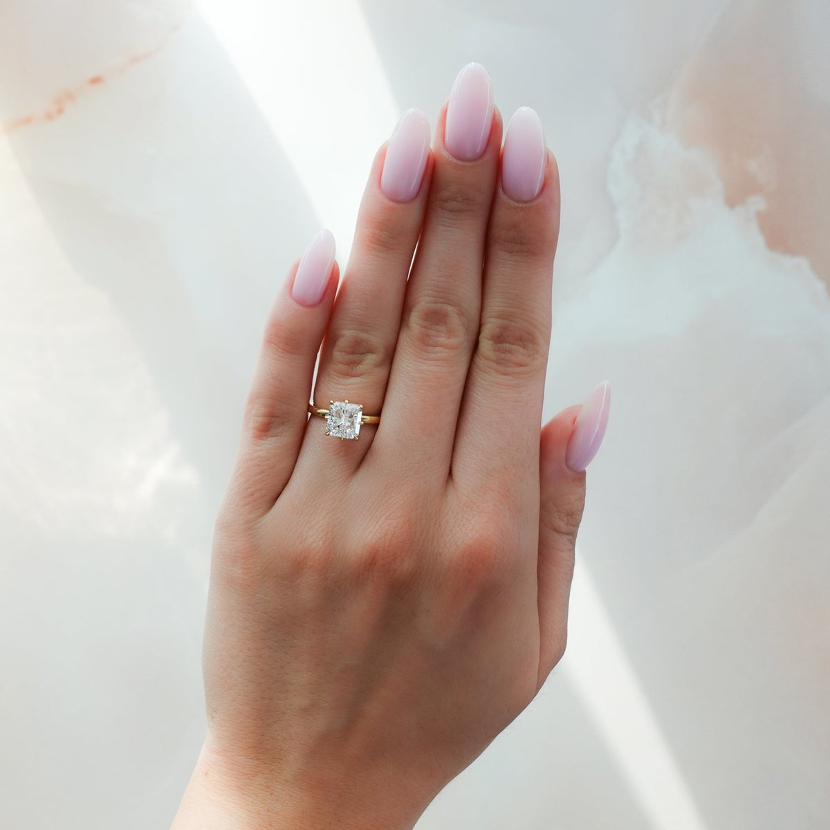 Nova Solitaire Engagement Ring With Radiant Square Cut Diamond - GOODSTONE