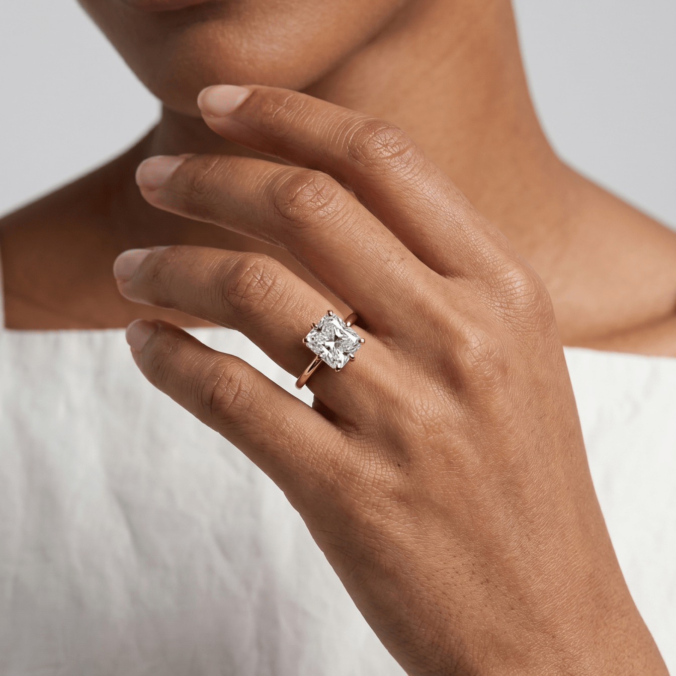 Nova Solitaire Engagement Ring With Radiant Square Cut Diamond - GOODSTONE