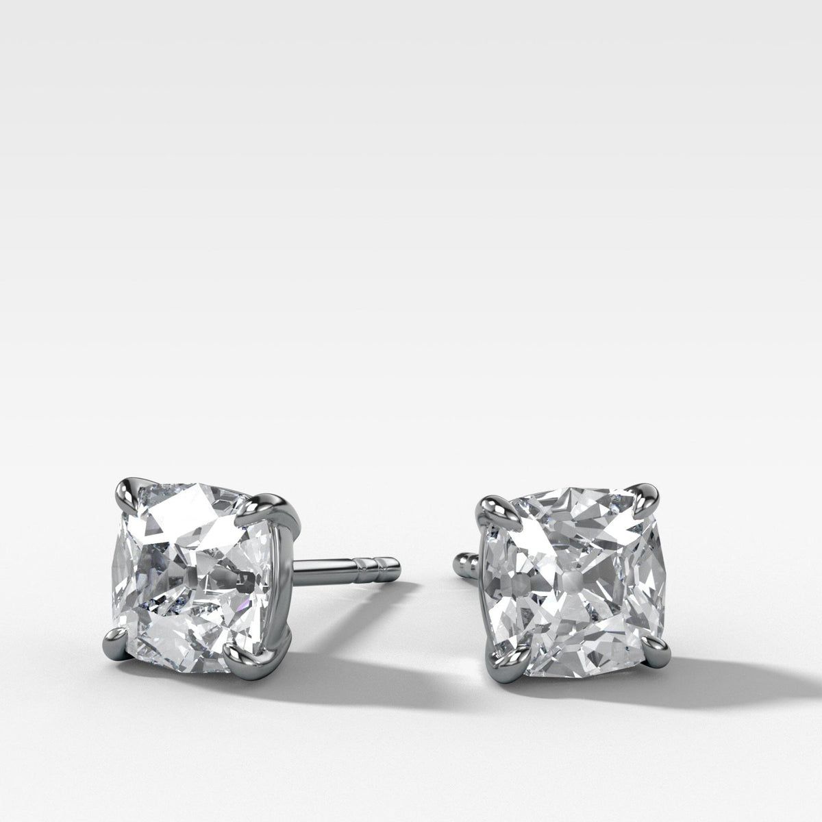 Old Mine Cut Single Point Prong Diamond Studs - GOODSTONE