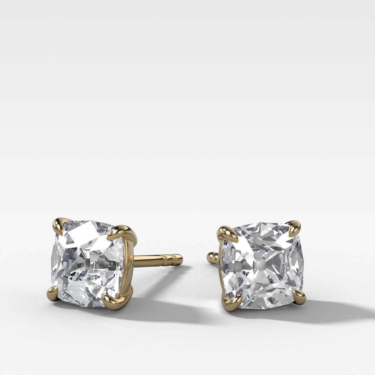 Old Mine Cut Single Point Prong Diamond Studs - GOODSTONE