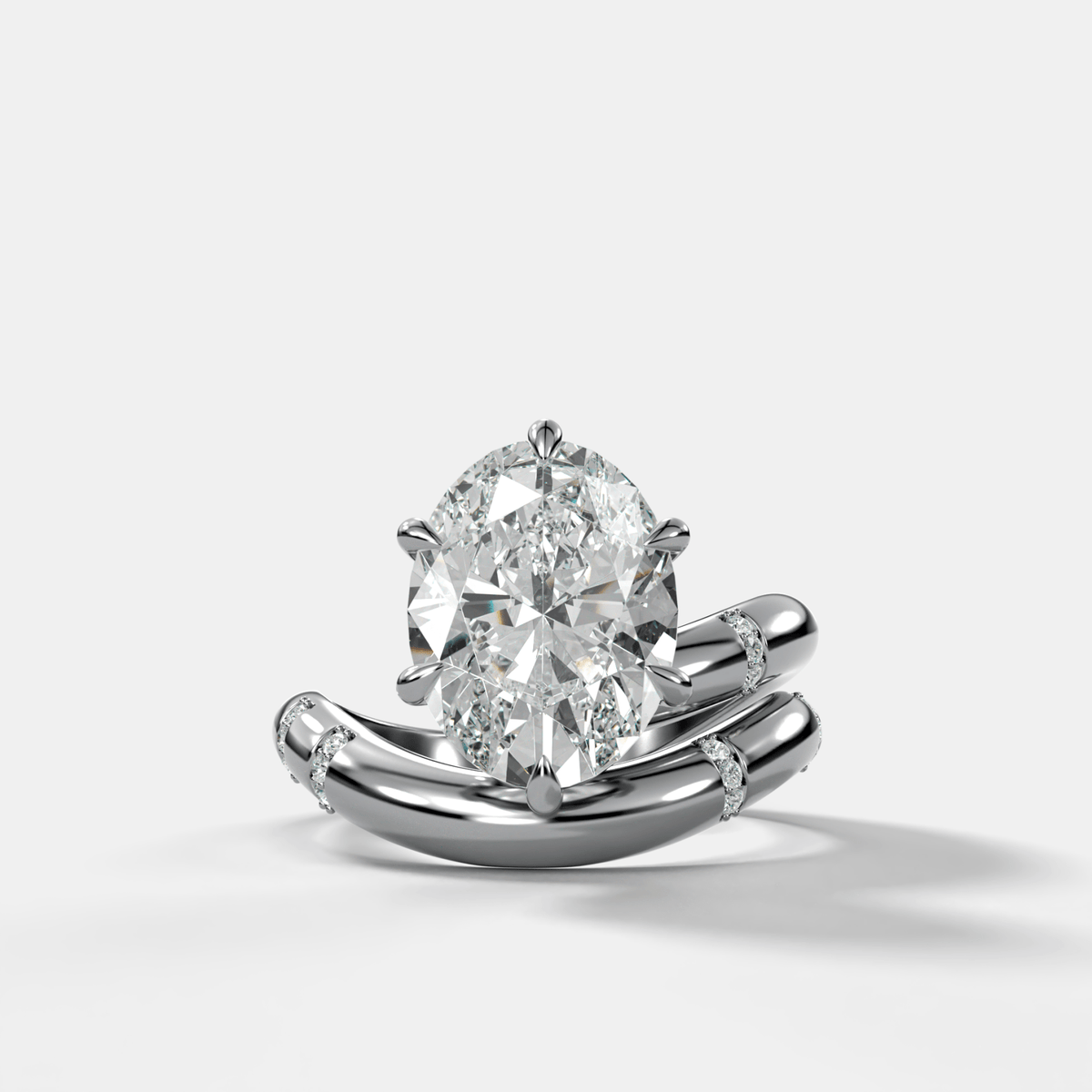 Oval Cut Diamond Contoured Pavé Wrap Engagement Ring - GOODSTONE