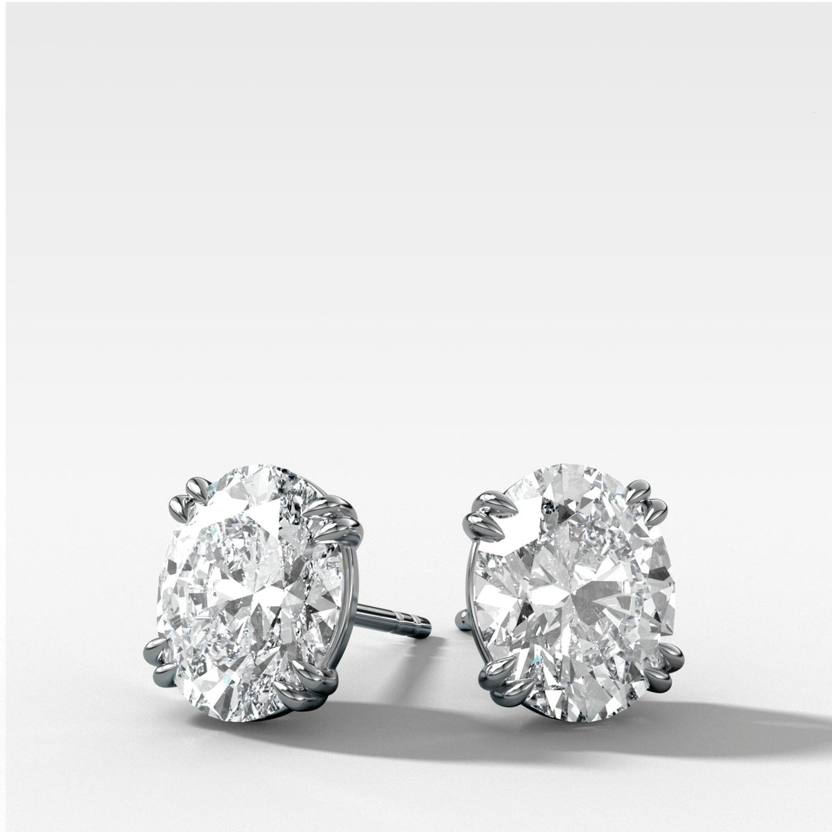 Oval Cut Double Point Prong Diamond Studs - GOODSTONE