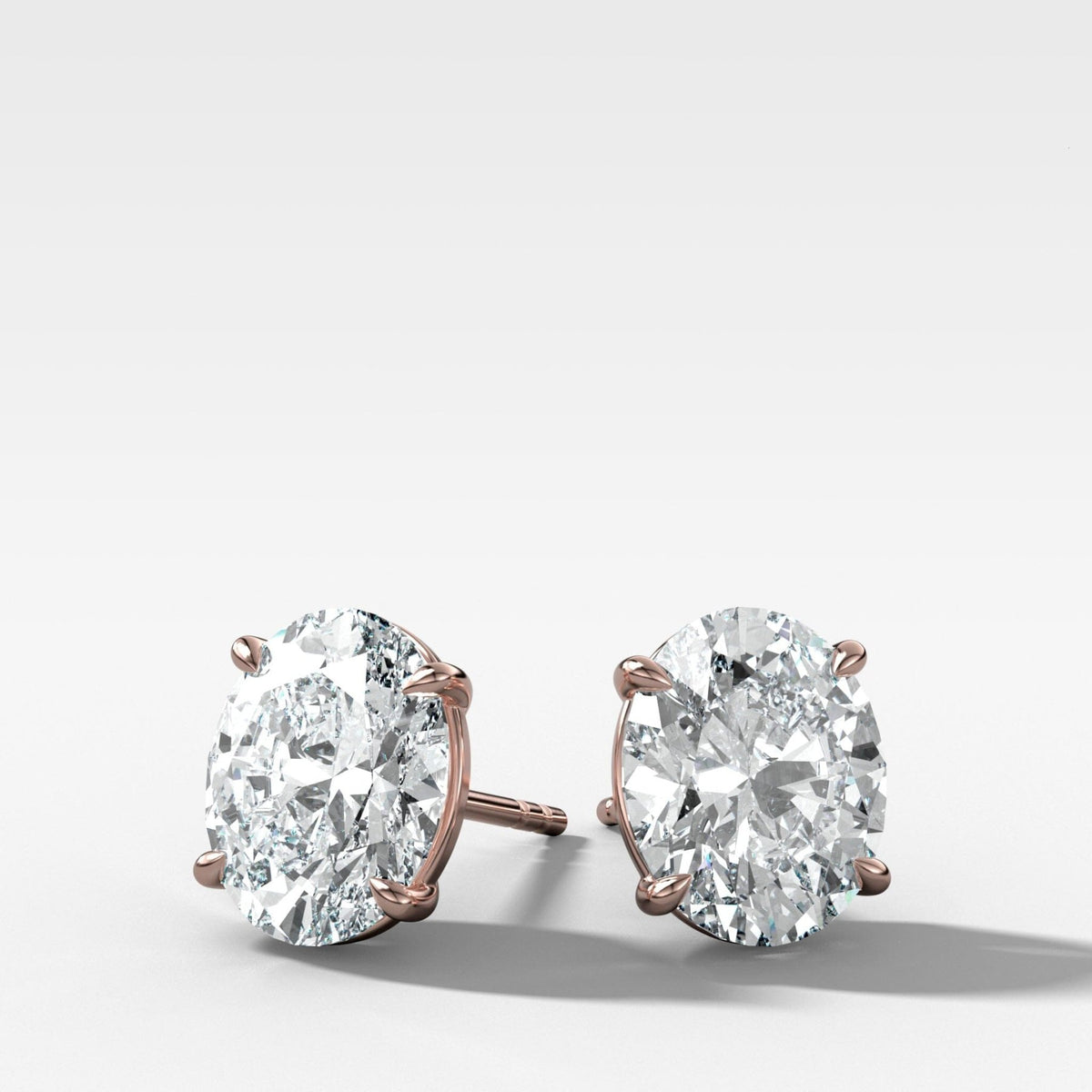 Oval Cut Single Point Prong Diamond Studs - GOODSTONE