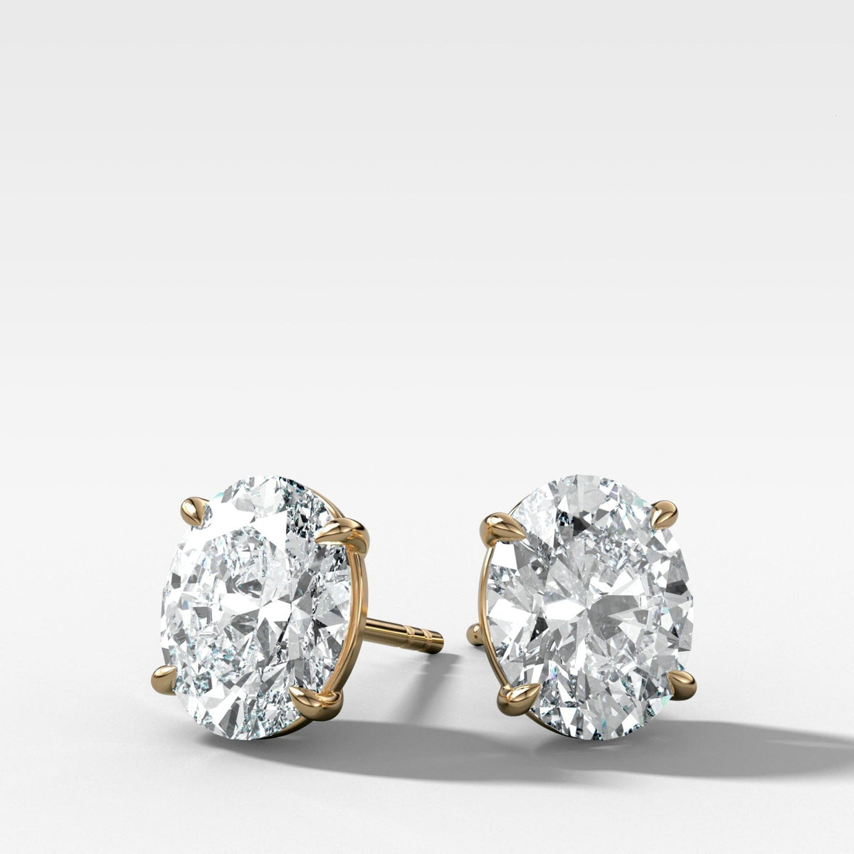 Oval Cut Single Point Prong Diamond Studs - GOODSTONE