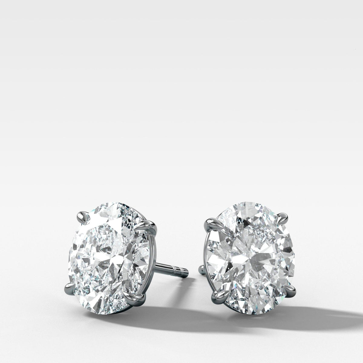 Oval Cut Single Point Prong Diamond Studs - GOODSTONE