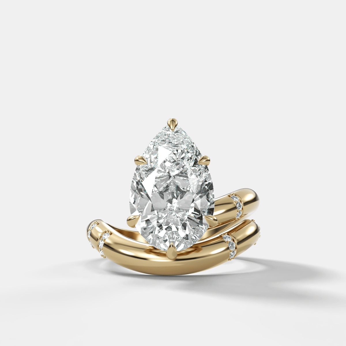 Pear Cut Diamond Contoured Pavé Wrap Engagement Ring - GOODSTONE