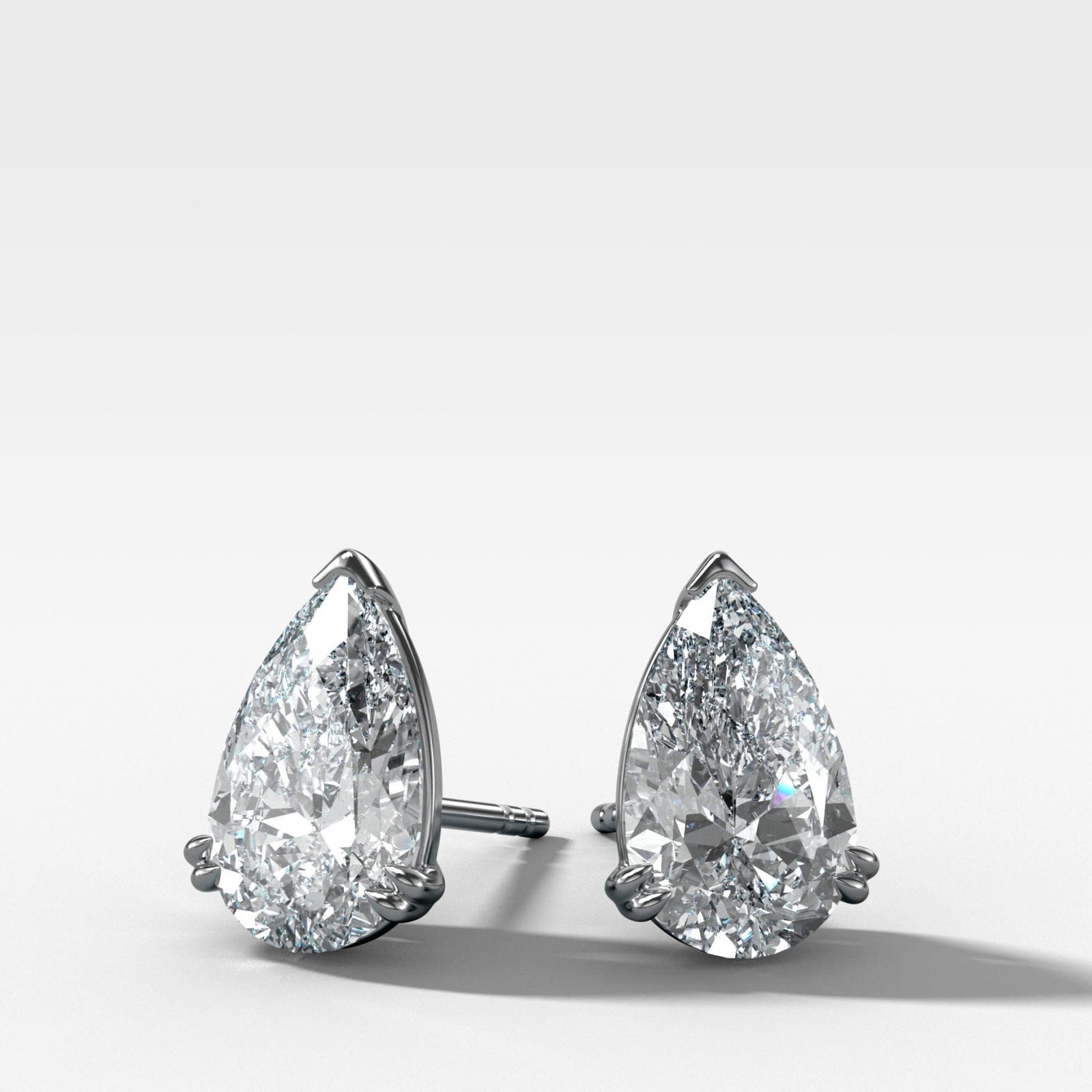 Pear Cut Double Point Prong Diamond Studs - GOODSTONE
