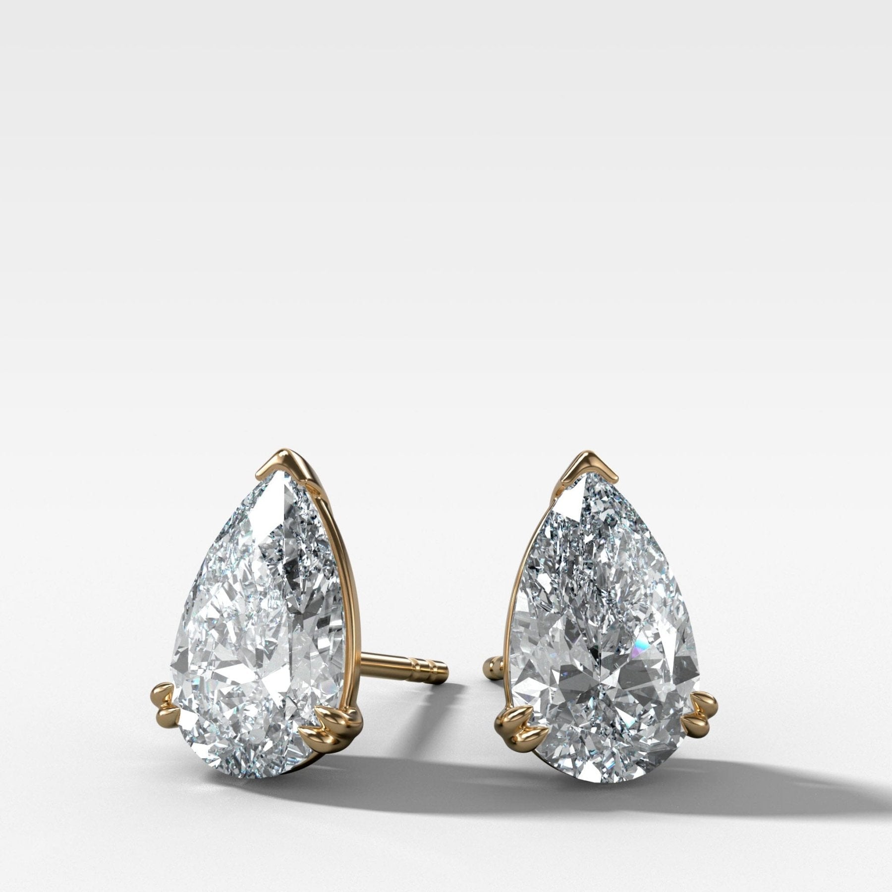 Pear Cut Double Point Prong Diamond Studs - GOODSTONE