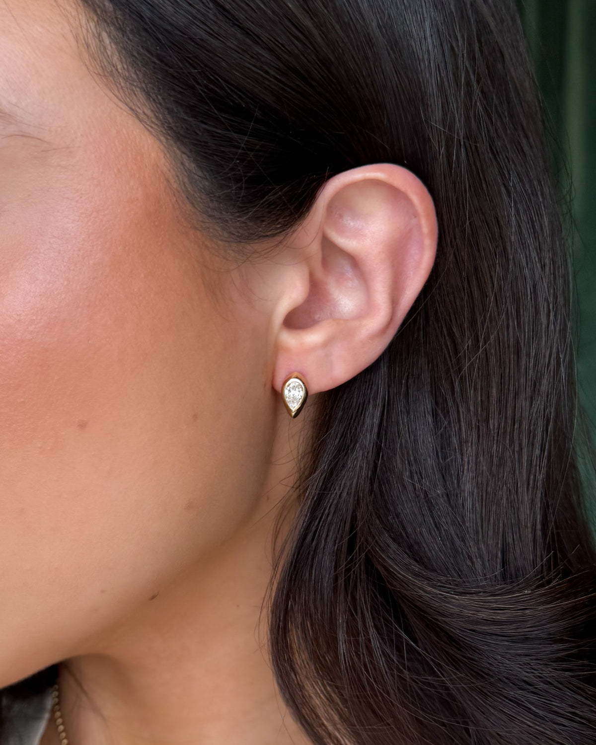 Sculpted Bezel Studs with Pear Cut Diamonds