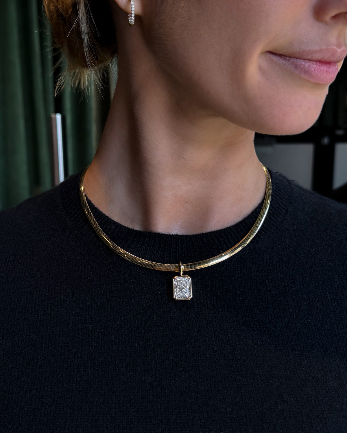 Club Elongated Radiant Attachable Diamond Pendant