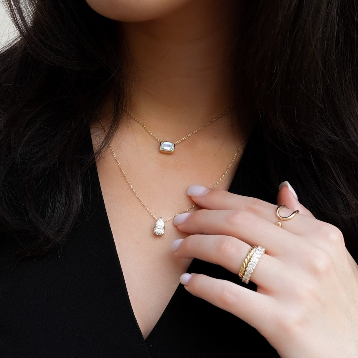 Pendant Necklace with a 1.97ct Pear Cut Diamond - GOODSTONE