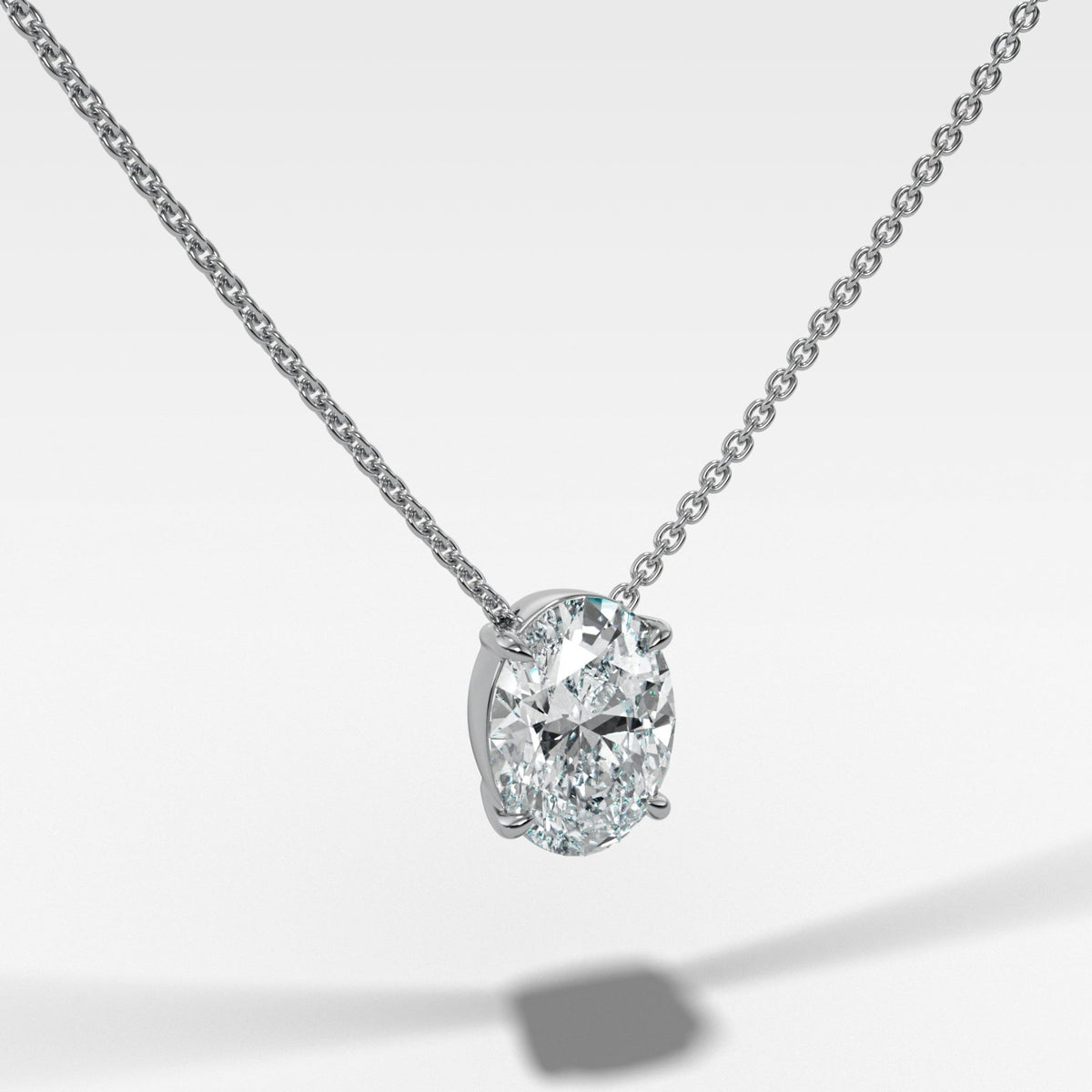 Pendant Necklace with an Oval Cut Diamond - GOODSTONE
