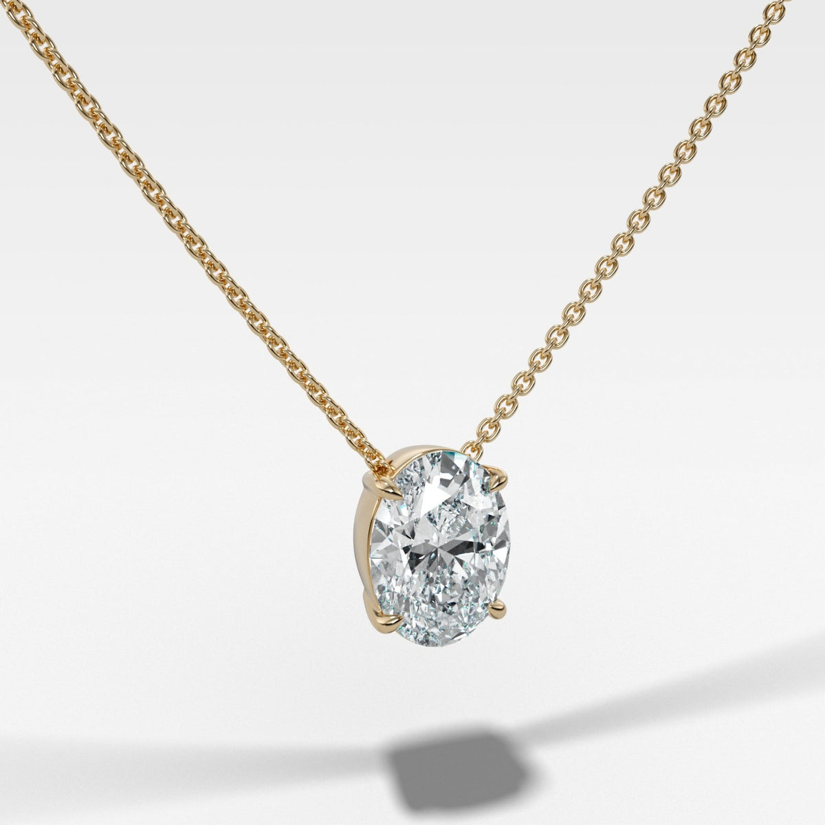 Pendant Necklace with an Oval Cut Diamond - GOODSTONE