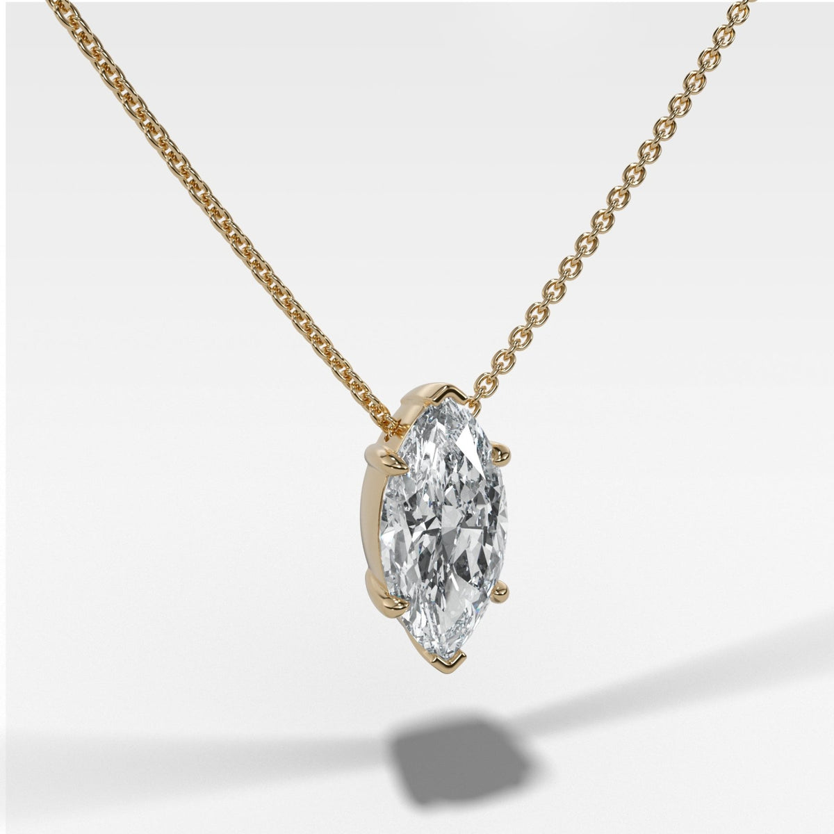 Pendant Necklace with Marquise Cut Diamond - GOODSTONE