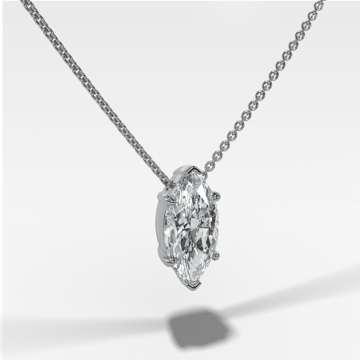 Pendant Necklace with Marquise Cut Diamond - GOODSTONE