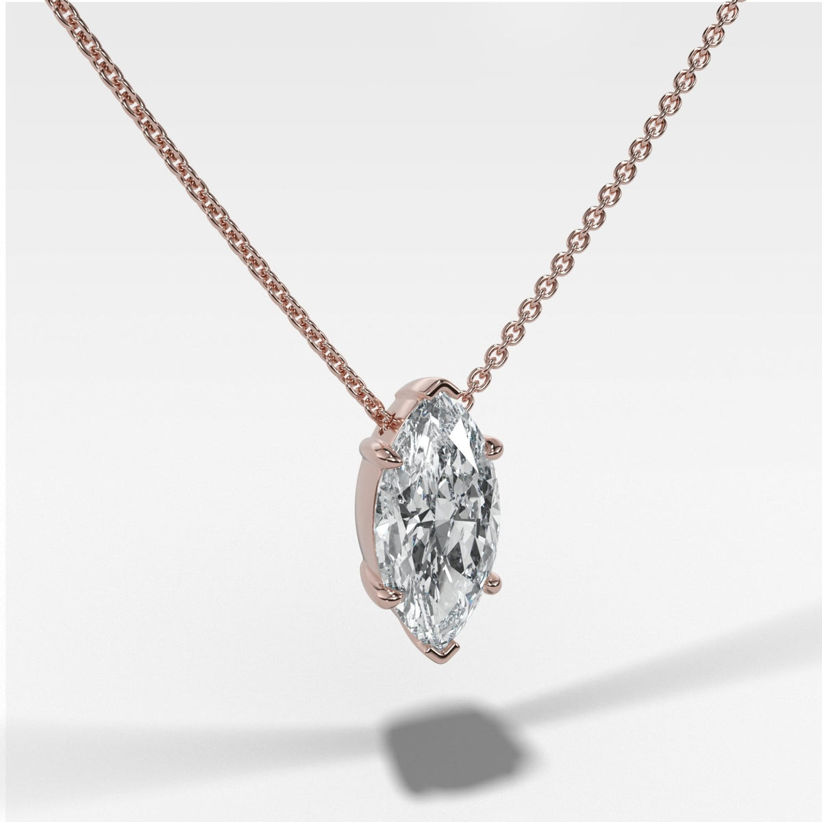Pendant Necklace with Marquise Cut Diamond - GOODSTONE