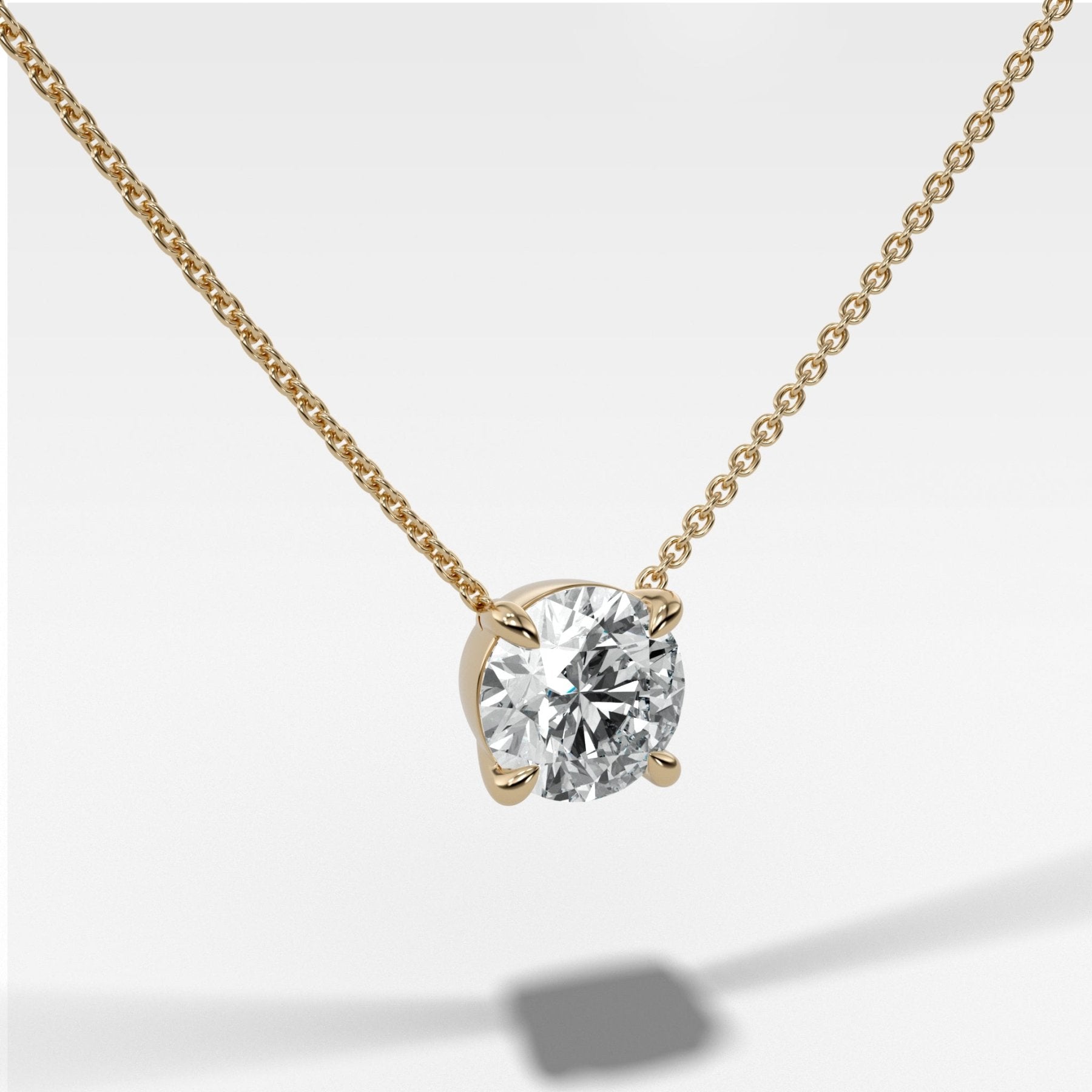 Pendant Necklace with Round Cut Diamond - GOODSTONE