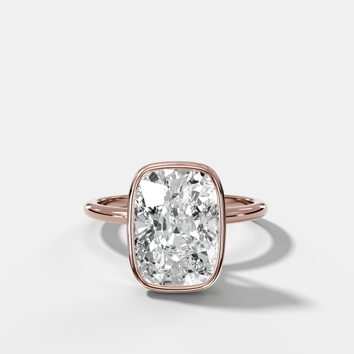Penumbra Bezel Hidden Halo Engagement Ring with Elongated Cushion Cut - GOODSTONE