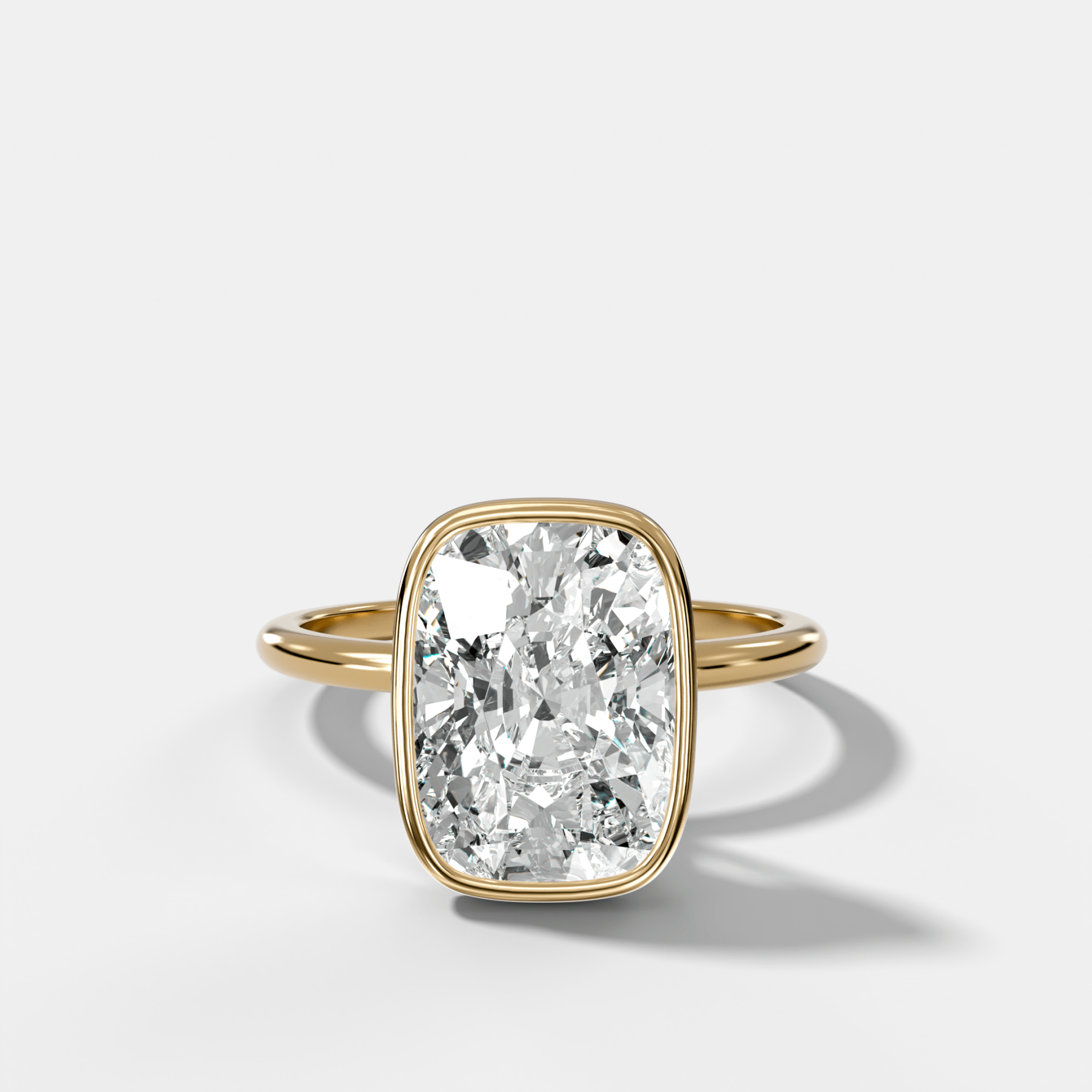 Penumbra Bezel Hidden Halo Engagement Ring with Elongated Cushion Cut - GOODSTONE