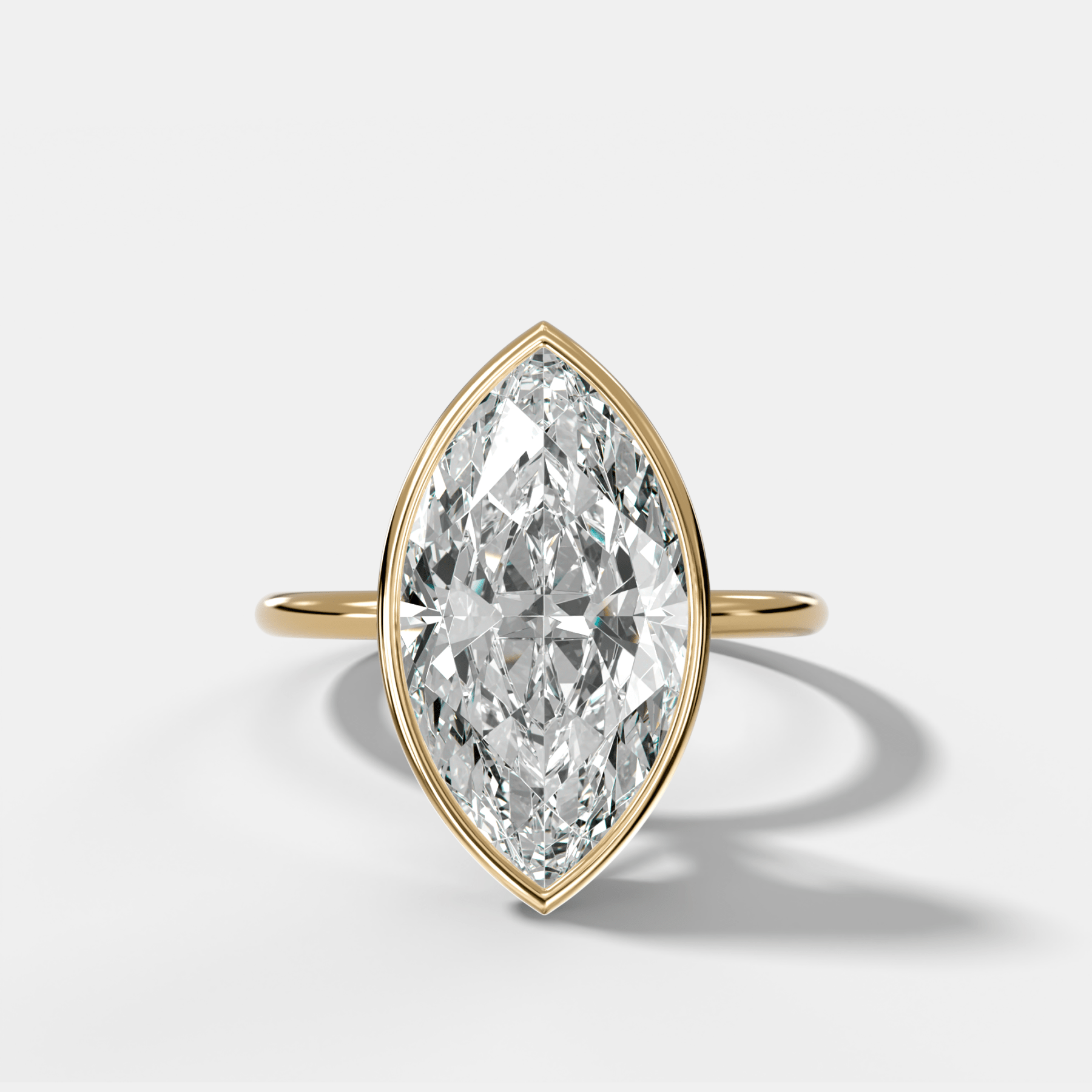 Penumbra Bezel Hidden Halo Engagement Ring with Marquise Cut - GOODSTONE