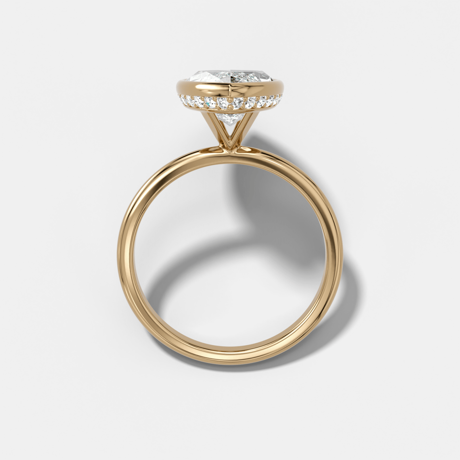 Penumbra Bezel Hidden Halo Engagement Ring with Marquise Cut - GOODSTONE