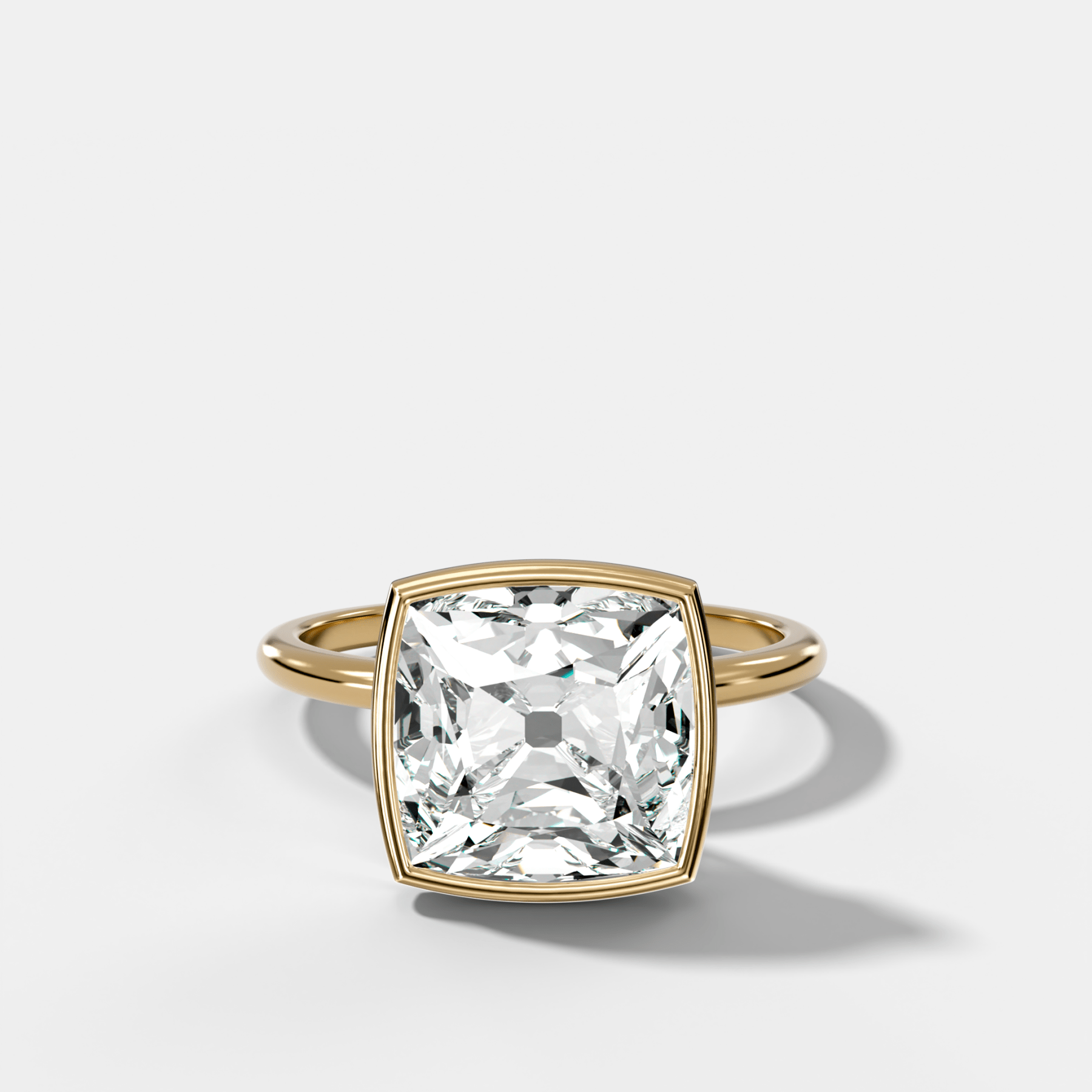 Penumbra Bezel Hidden Halo Engagement Ring with Old Mine Cut - GOODSTONE