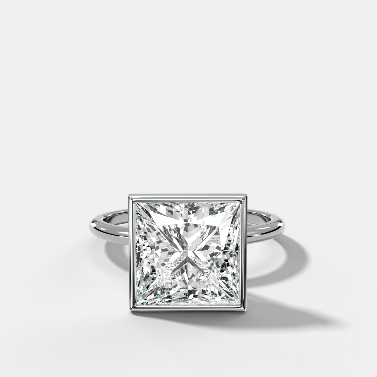 Penumbra Bezel Hidden Halo Engagement Ring with Princess Cut - GOODSTONE