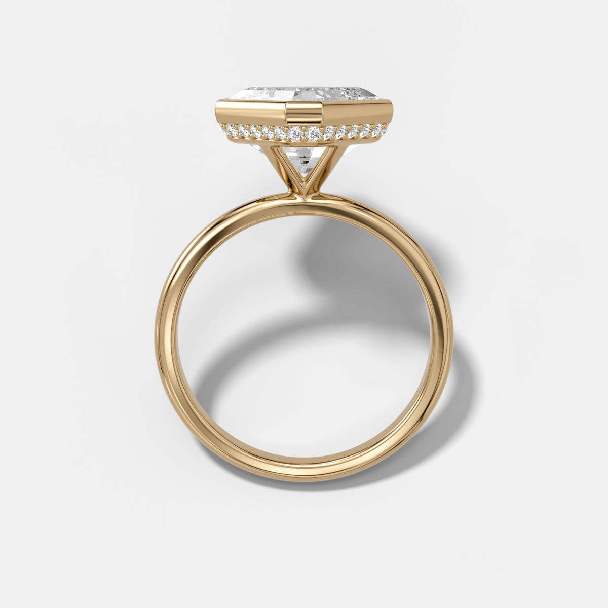 Penumbra Bezel Hidden Halo Engagement Ring with Tilted Asscher Cut - GOODSTONE