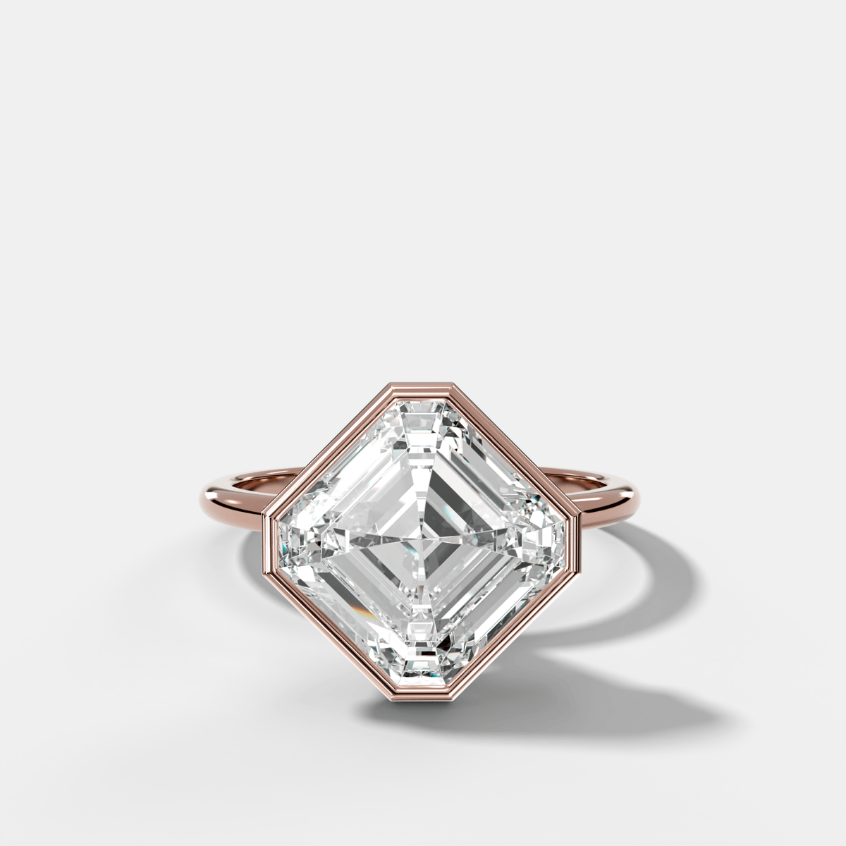 Penumbra Bezel Hidden Halo Engagement Ring with Tilted Asscher Cut - GOODSTONE