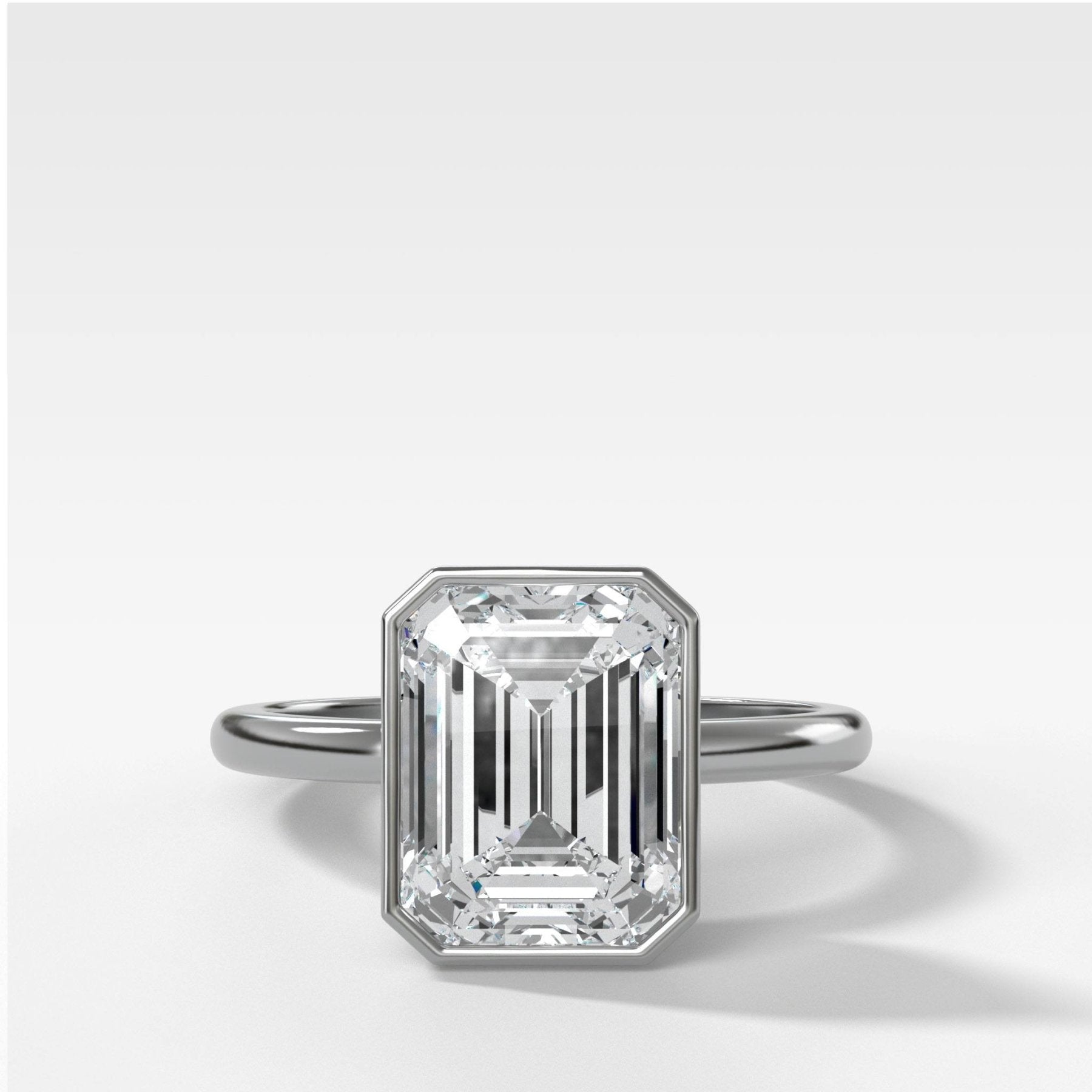 Penumbra Bezel Set Engagement Ring with 1.02ct Lab Grown Emerald Cut Diamond - GOODSTONE