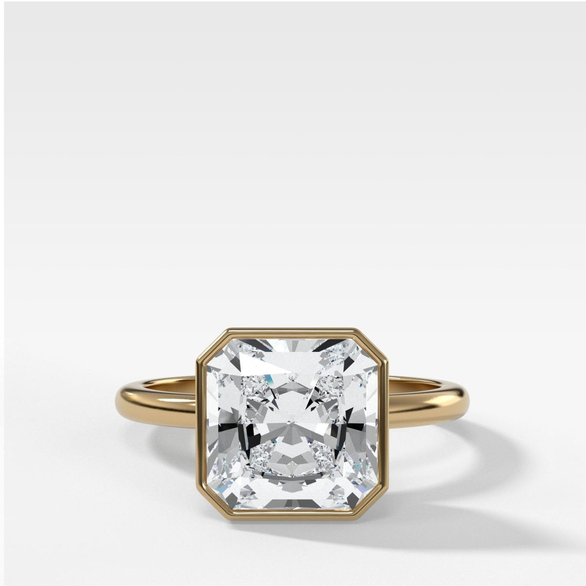 Penumbra Bezel Set Engagement Ring With 2.01ct Radiant Square Cut Lab Grown Diamond - GOODSTONE