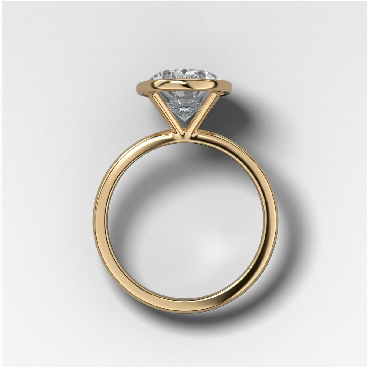Penumbra Bezel Set Engagement Ring with 2.39ct Lab Grown Oval Cut Diamond - GOODSTONE