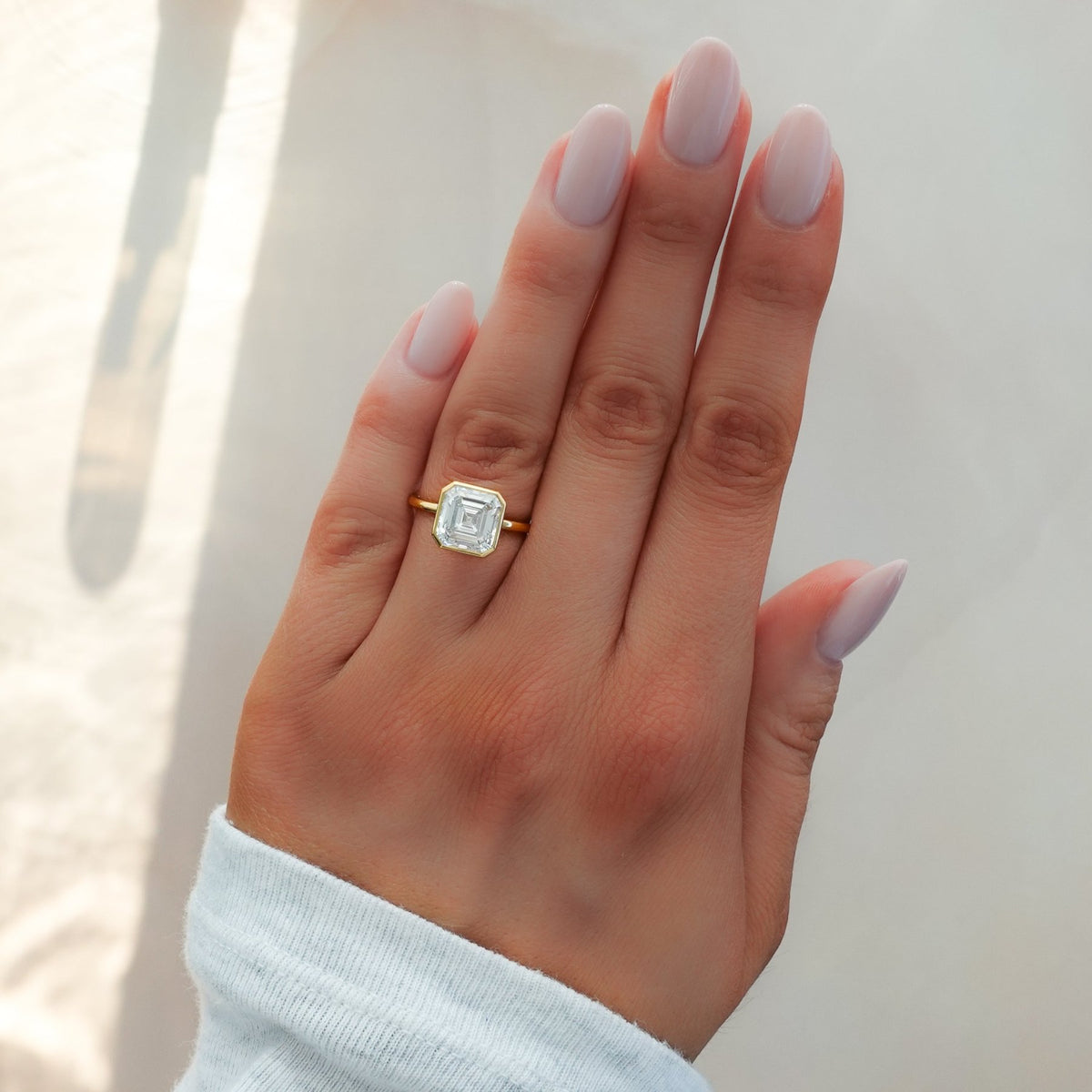 Penumbra Bezel Set Engagement Ring With Asscher Cut - GOODSTONE