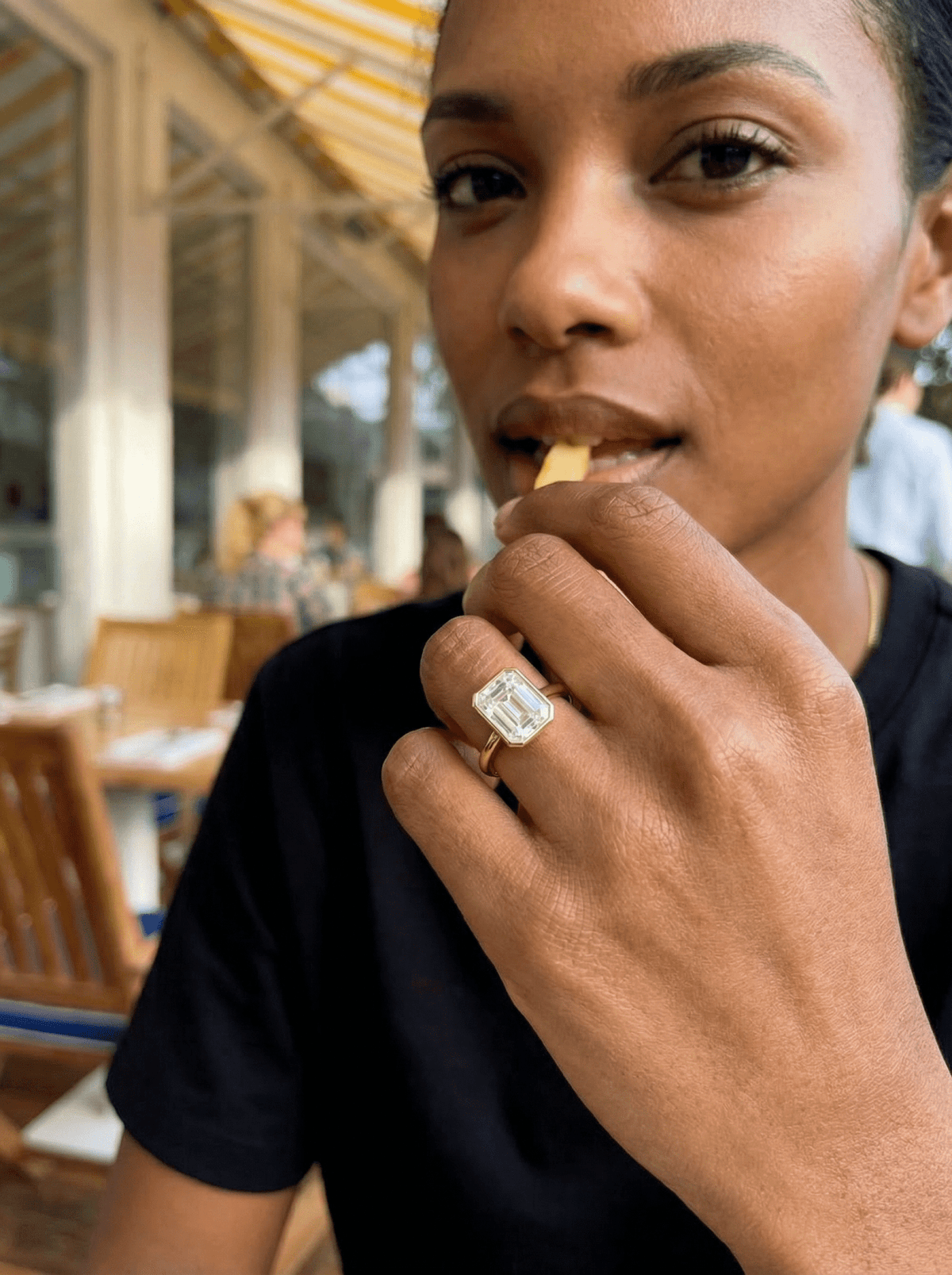 Penumbra Bezel Set Engagement Ring With Emerald Cut - GOODSTONE