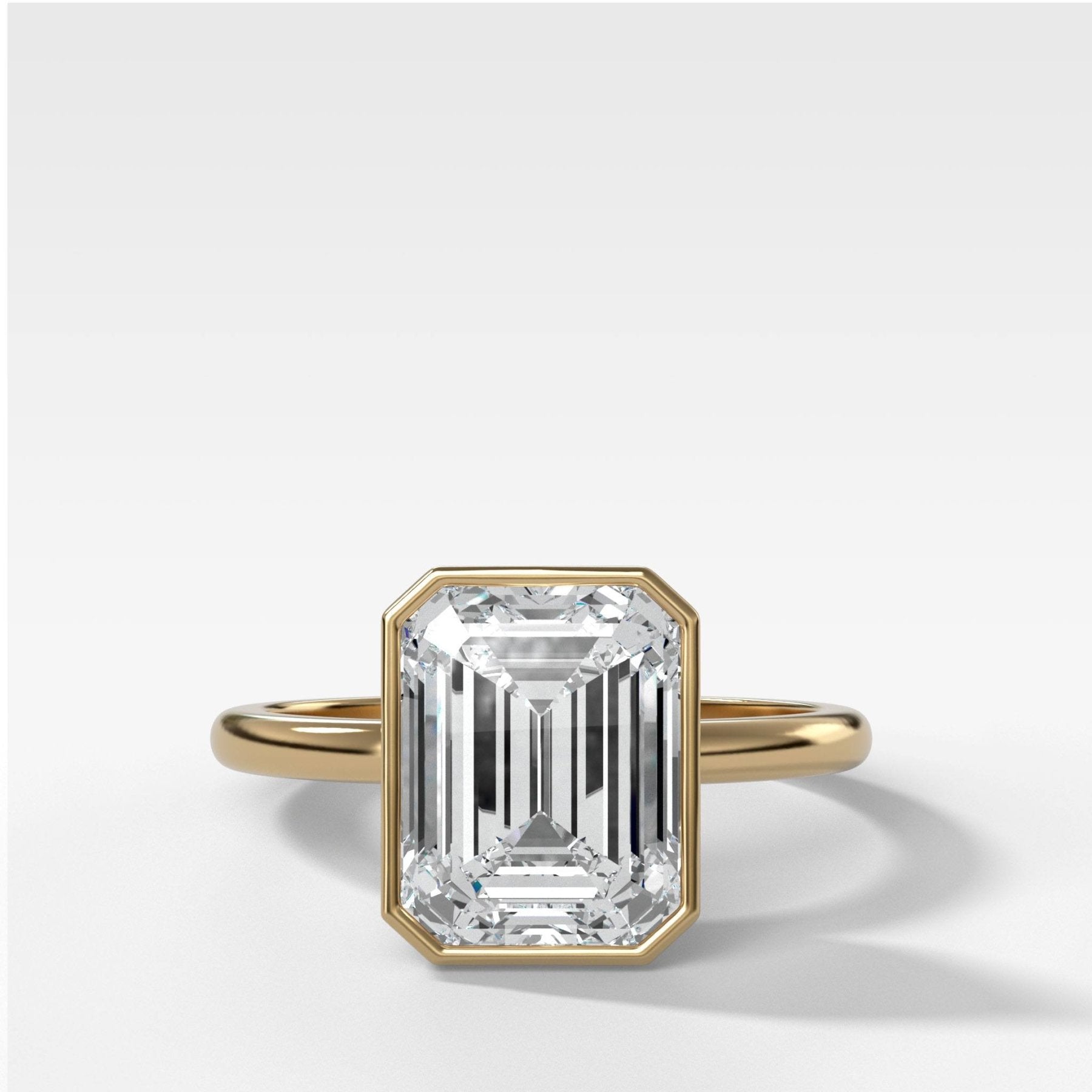 LG 3.02ct Emerald Cut Penumbra Bezel Set Engagement Ring | GOODSTONE