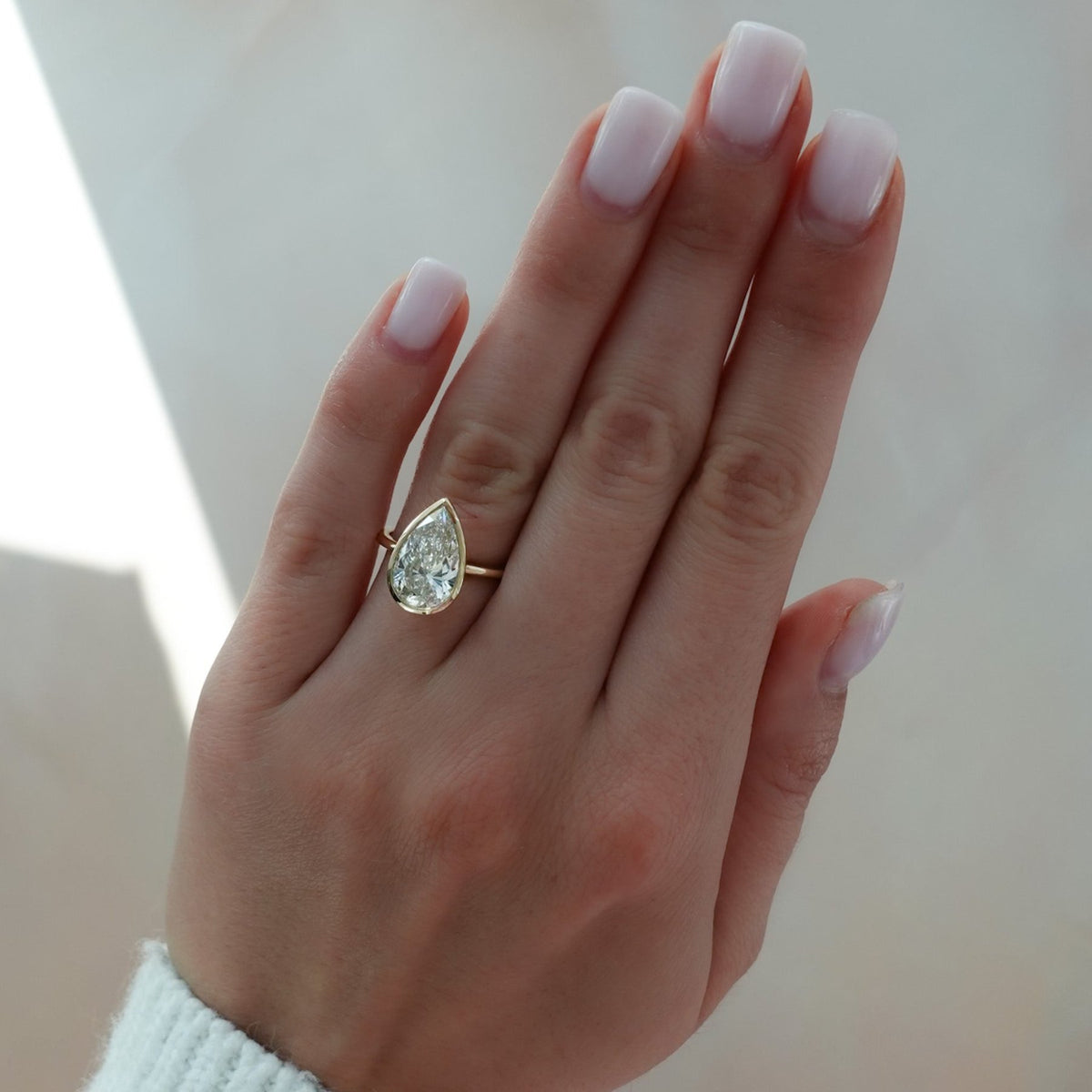 Penumbra Bezel Set Engagement Ring With Pear Cut - GOODSTONE